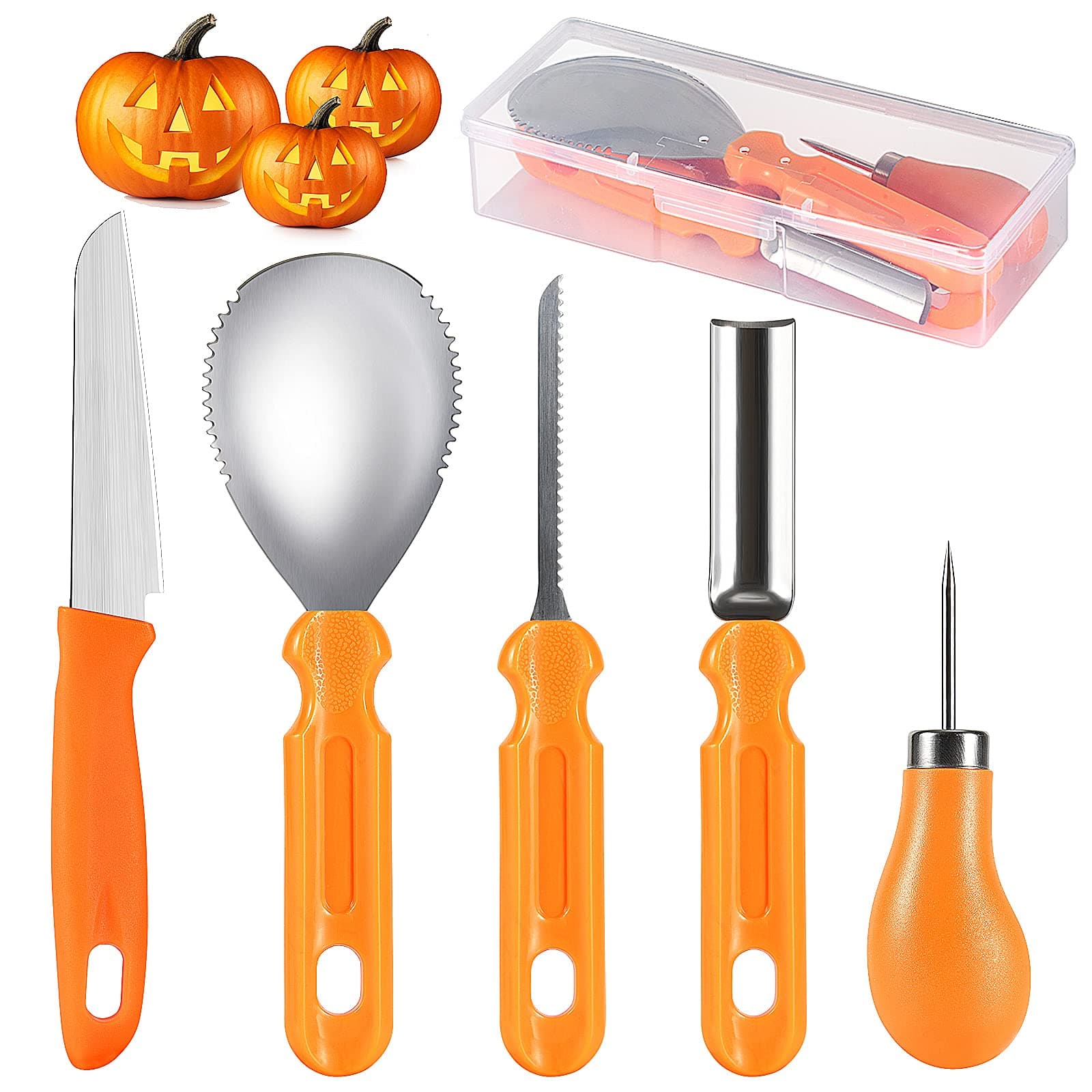 Kuaima Professional Pumpkin Carving Tools Set - Stainless Steel Carving Knife (5PCS)