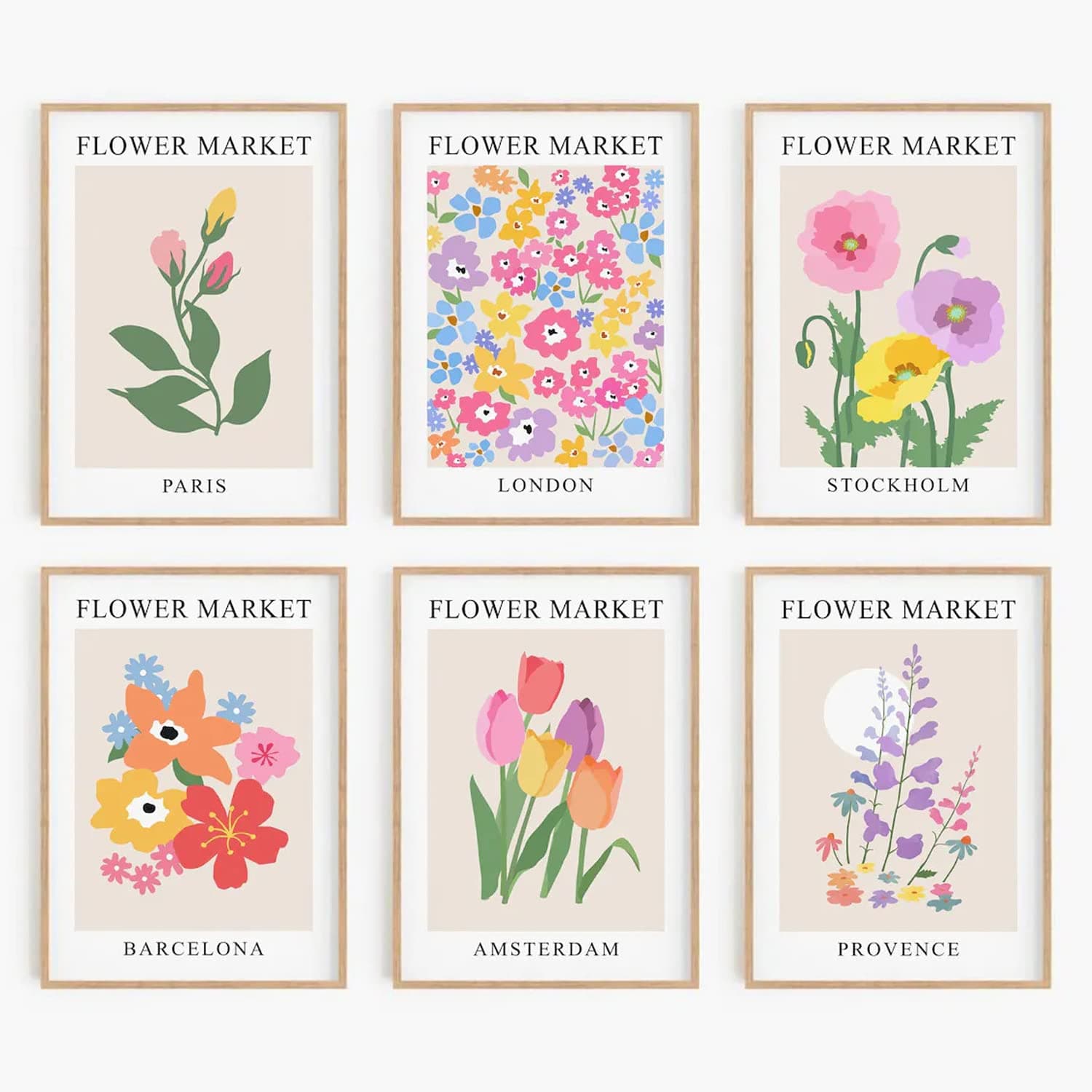 Flower Market Poster Set of 6, 8x10 Inch Matisse Poster Flower Market Canvas Art Prints UNFRAMED, Abstract Floral Wall Art Modern Abstract Wall Art for Living Room Décor (Unframed) (Matisse Wall Art)