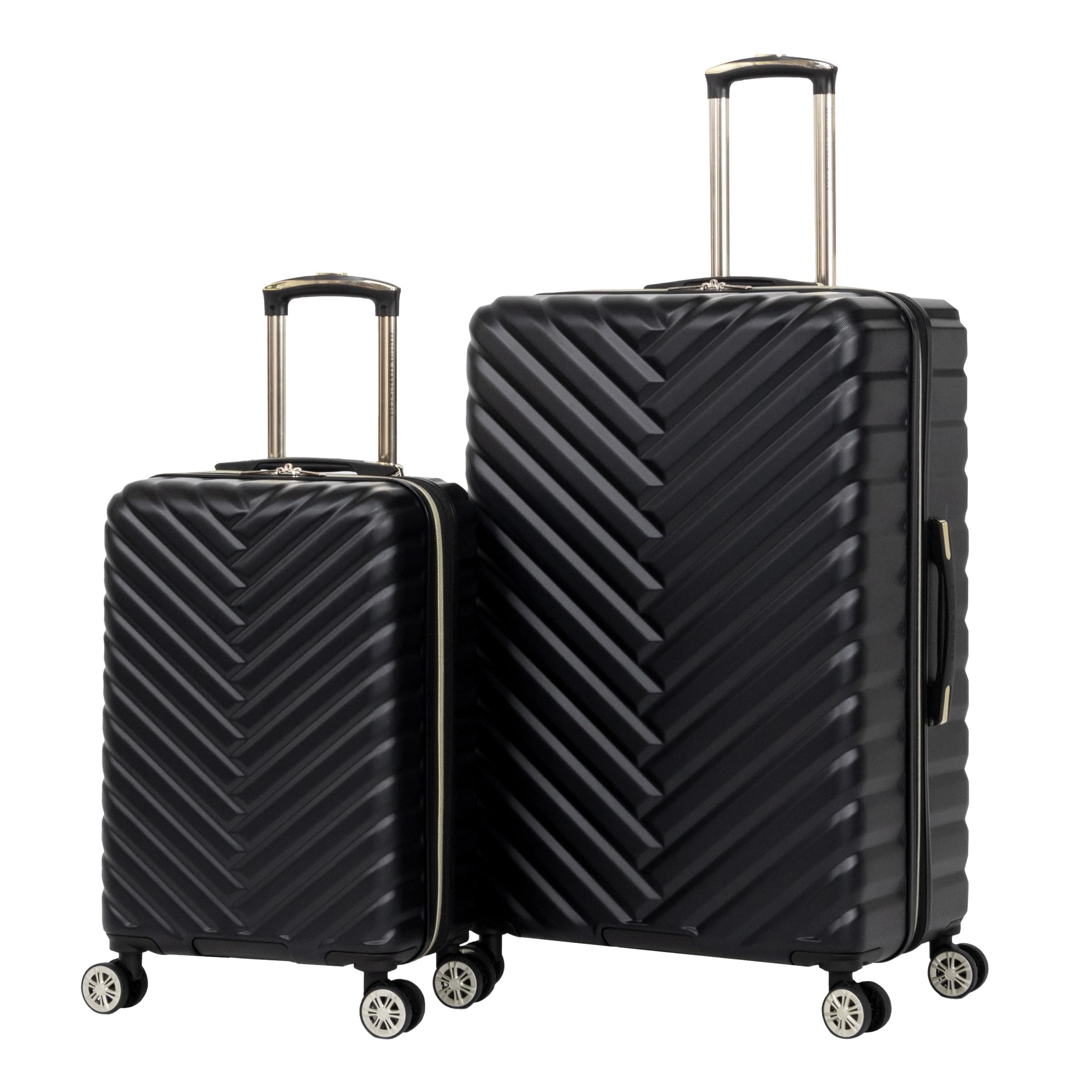 Madison Square Lightweight Hardside Chevron Expandable Spinner Luggage, Black, 2-Piece Set (20" & 28")