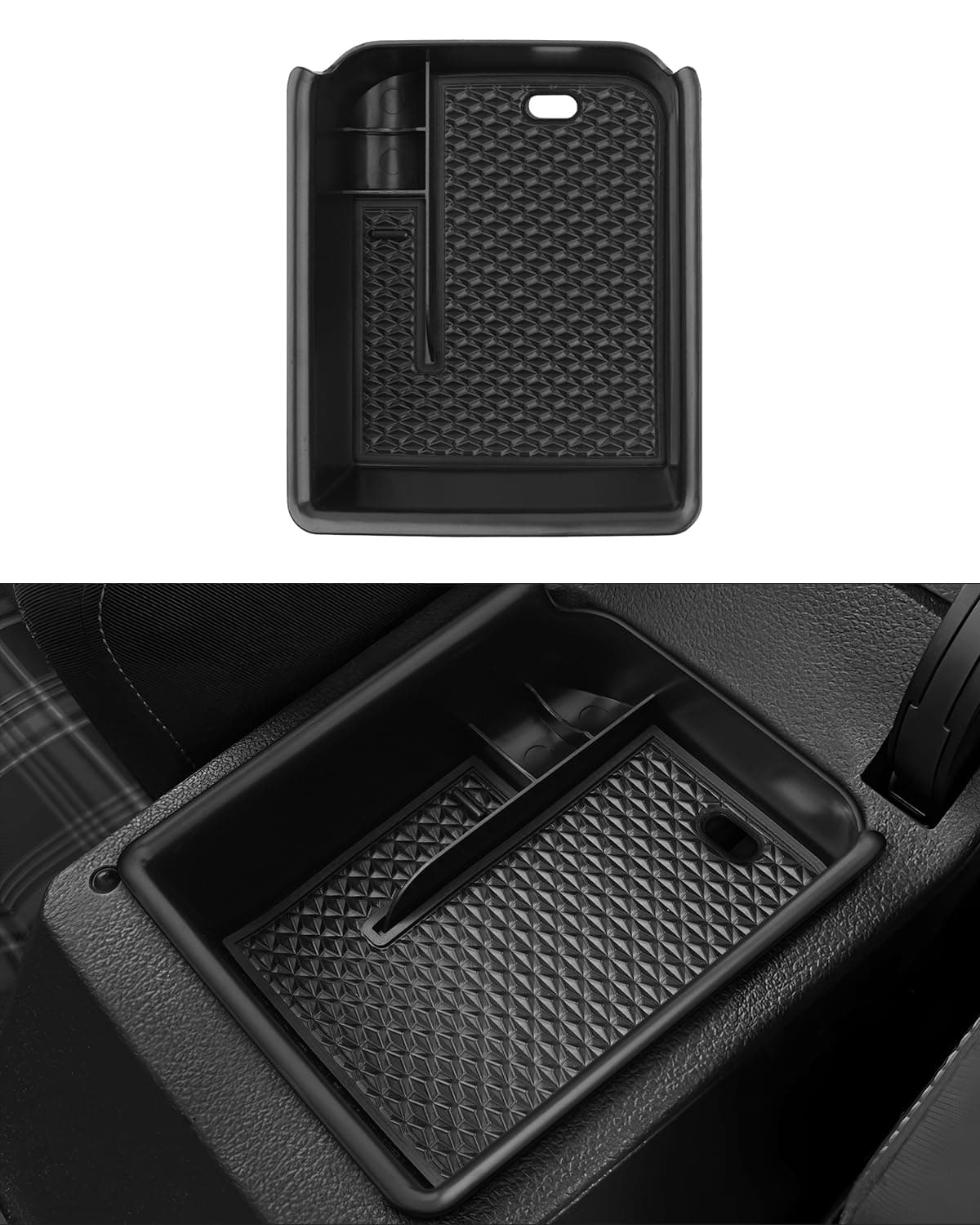 Center Console Organizer Tray for VW Volkswagen Golf GTI R MK8 2022-2025 2026 Accessories Car Middle Console Organizer Insert Tray Armrest Storage Box with Non-Slip Black Silicone Mat