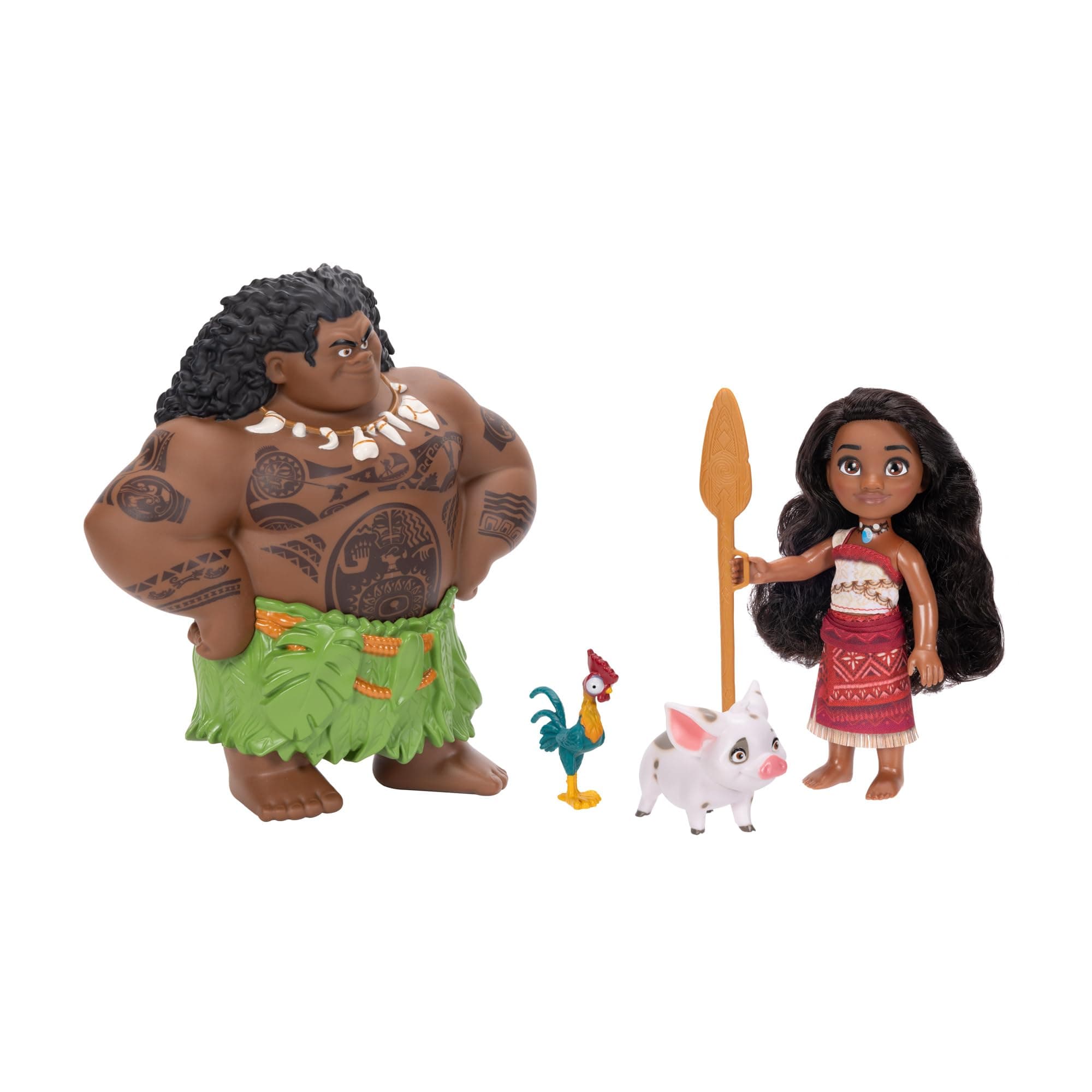 Moana 2 Disney’s Doll Playset Moana & Maui Voyager Petite Dolls Gift Set by Jakks Pacific, Stands 6” / 15 cm Tall, Includes Moana, Maui, Pua, & Heihei, Suggested for Ages 3+