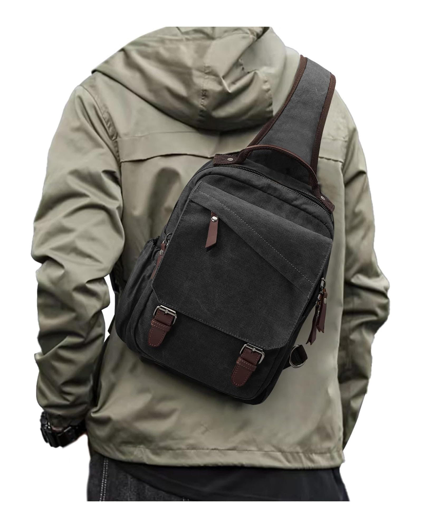 Messenger bag for Men,Small Sling Crossbody Backpack Shoulder Bag for Men Women,canvas Strap Backpack Sling Bag