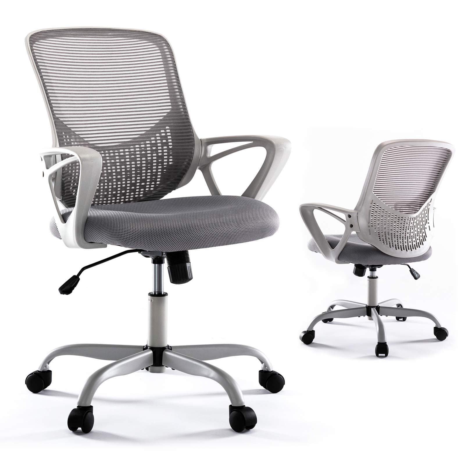 Yangming Office Desk Chair, Mid Back Lumbar Support Computer Mesh Task Chair, Grey