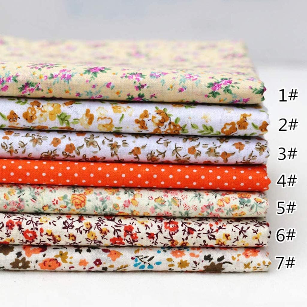 7PCS Patchwork Fabric Fat Quarters, Fabric SquaBundle 50 * 50cm DIY Sewing Scrapbooking Quilting Artcraft for Patchwork (Coffee Series)