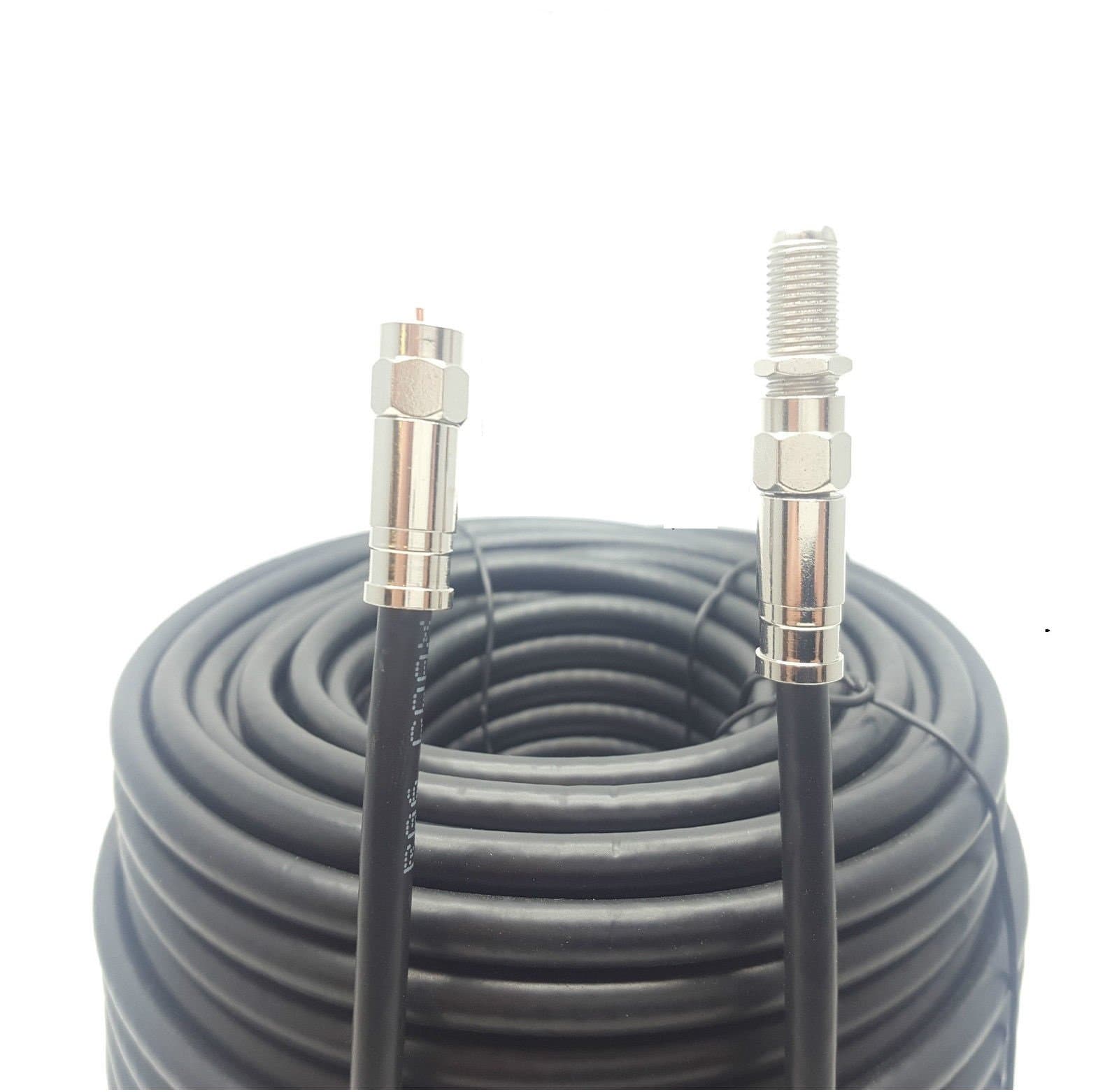 SSL RG6 Satellite Coaxial Cable Extension 25 Meter Black Fully Assembled RG6 Satellite Coax TV Lead Kit with Premium Fitted Compression F Connectors for Sky Q HD, Freesat and Virgin Media