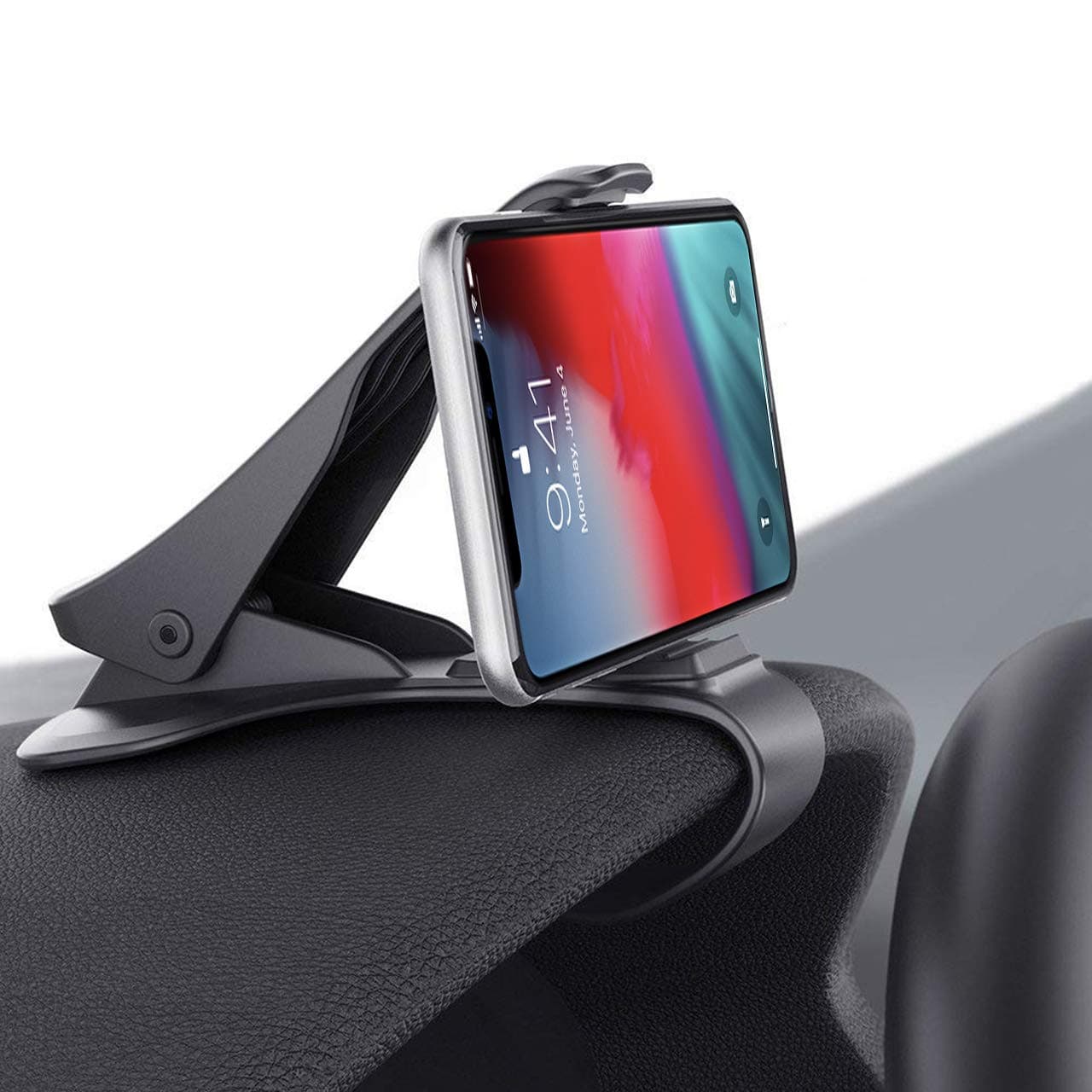 Car Phone Holder Clamp Arm Car Mount Dashboard Mobile Clip Stand HUD Design Compatible for iPhone Xs,X, 8, 8 Plus, 7, 7 Plus, Samsung Galaxy S9,S8, S8 Plus, S7, Note 9 Edge and More(3.0-6.5inch)