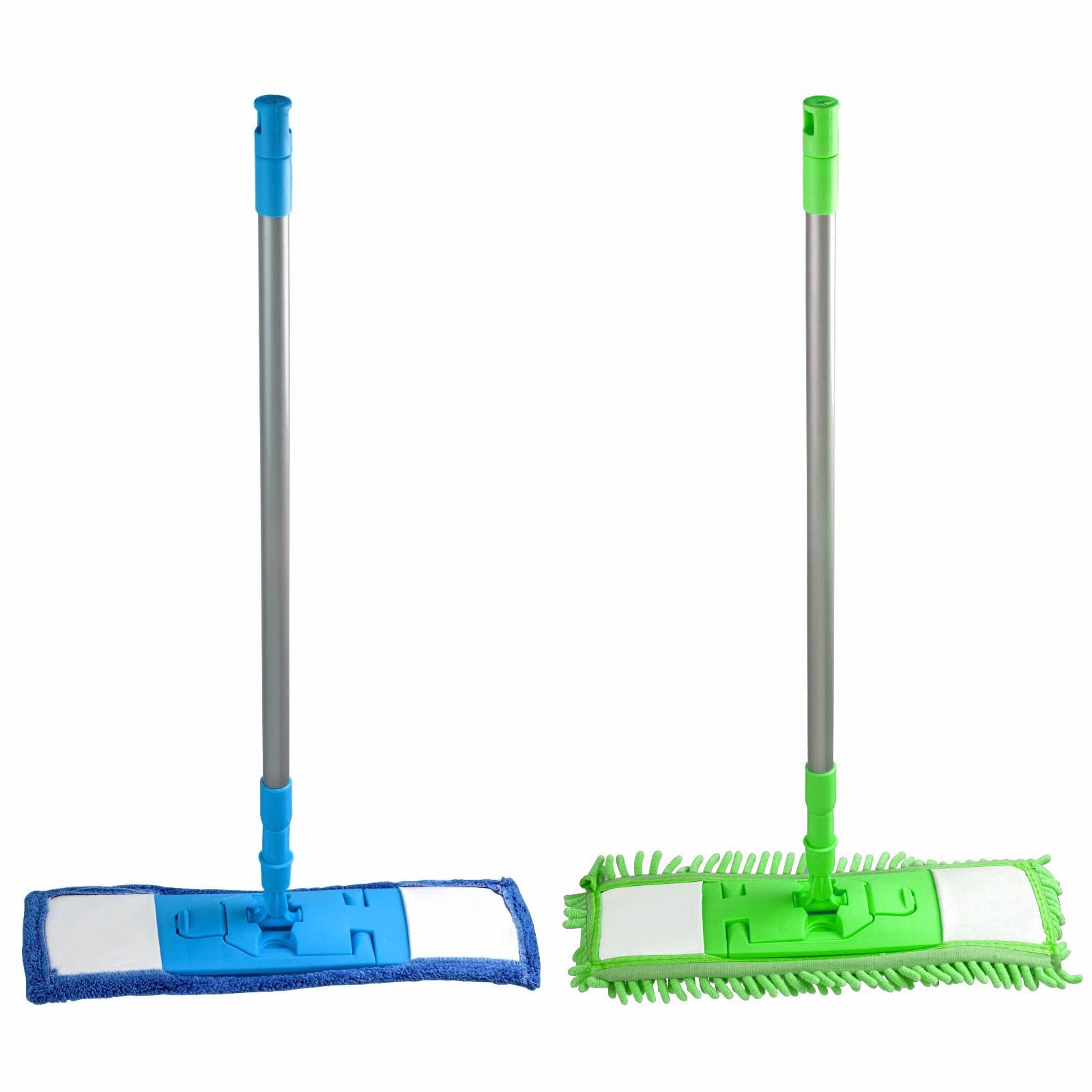 Urbancart® Easy Sweeper Wet & Dry Dual Action Microfiber Damp/Dry All Surface with 1 Mop Rod & 1 Refill Set of 2 (Green Blue Mop Combo)