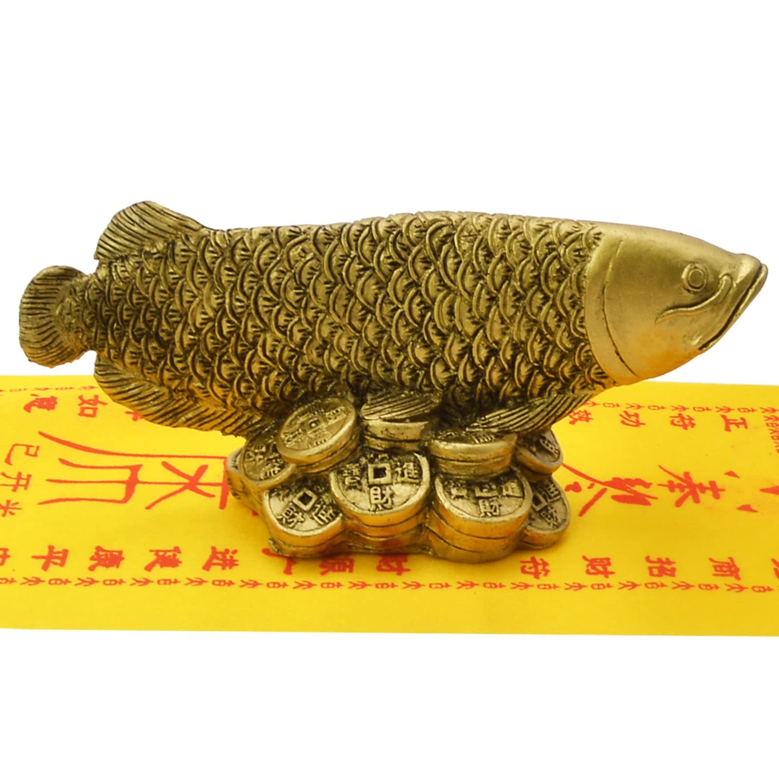 Fengshui Wealth Arowana Fish Lucky Fish Statue Figurine Decoration+ Wealth Amulet and Free Red String Bracelet D1014