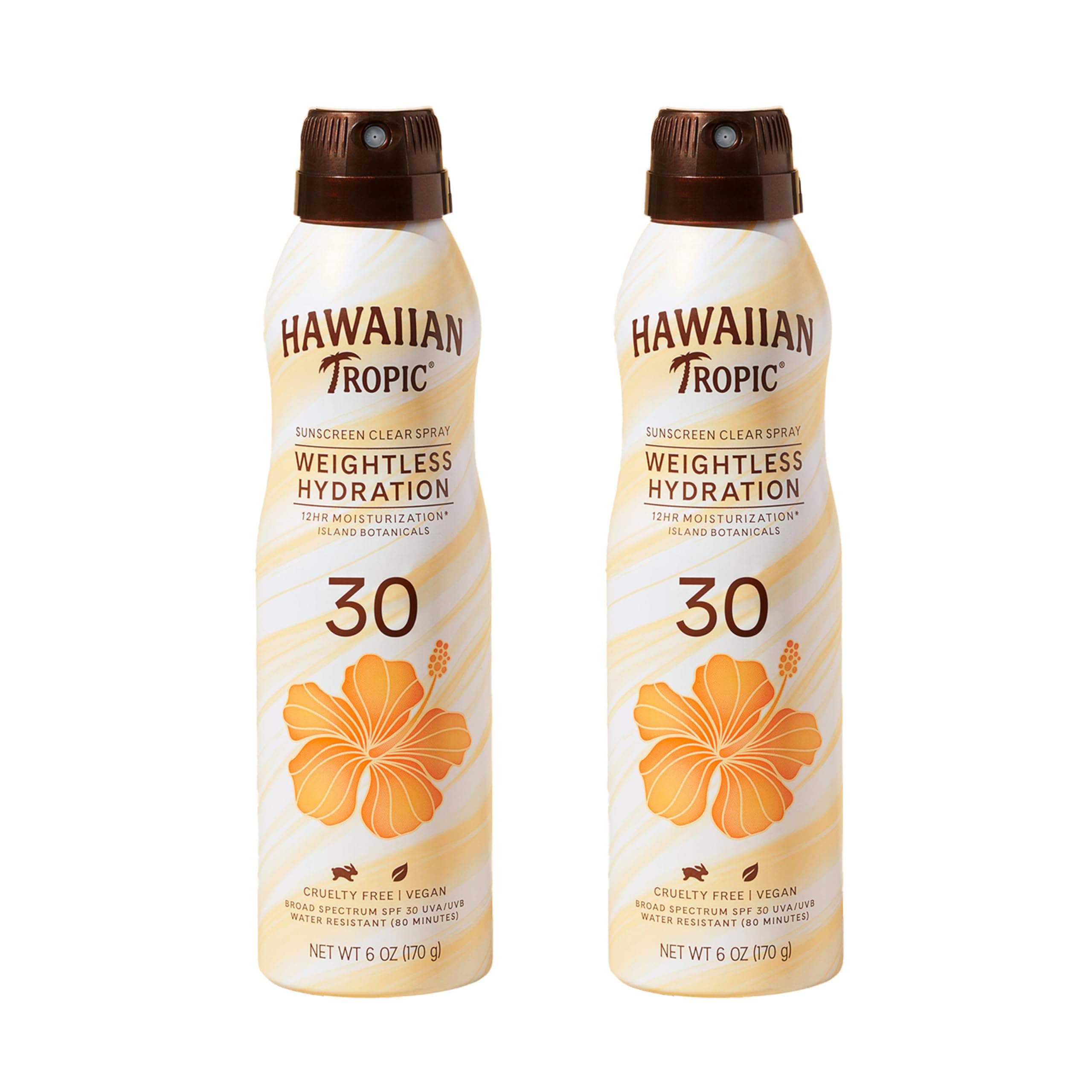 Hawaiian Tropic Silk Hydration Weightless Sunscreen Spray, SPF 30, 6oz - Twin Pack
