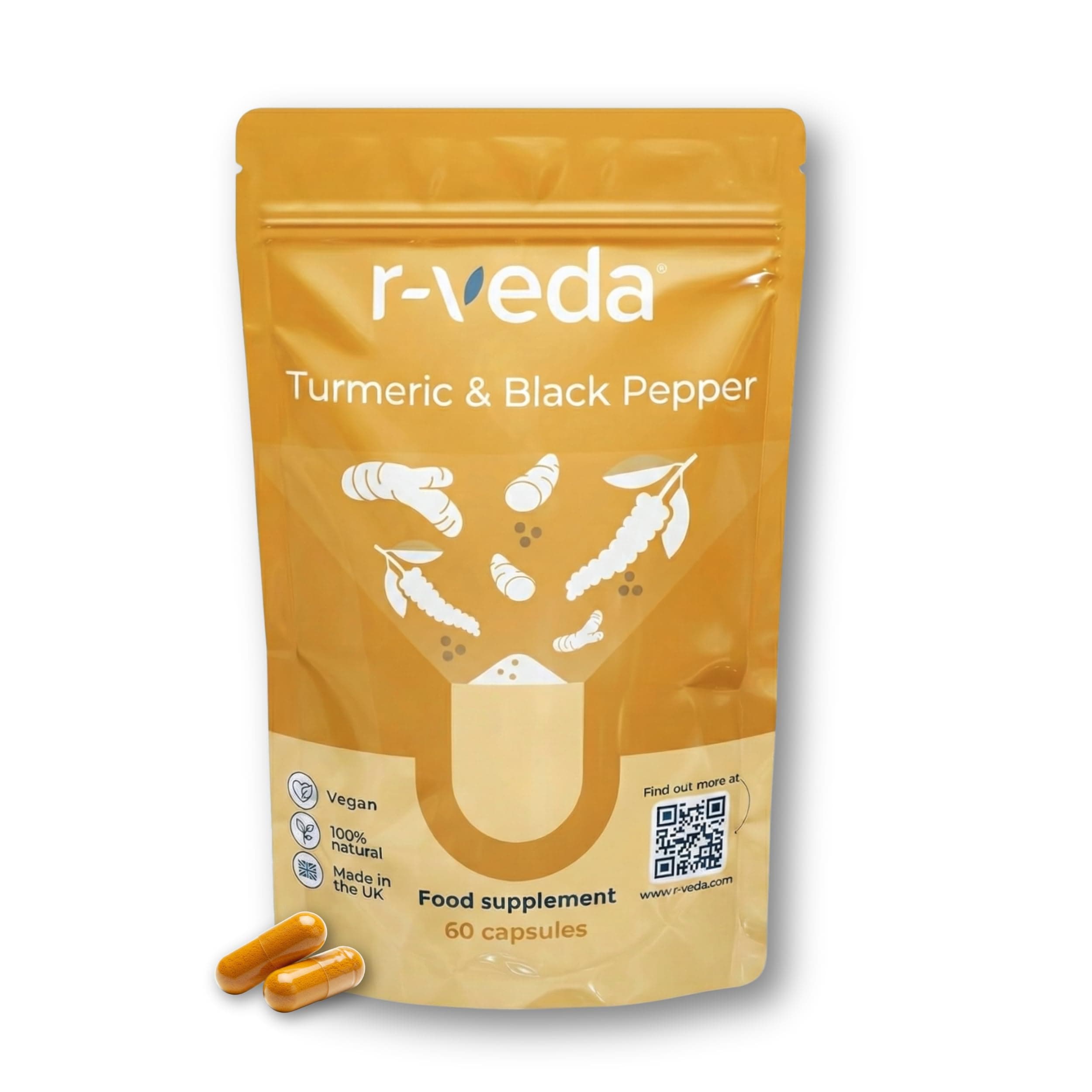 Organic Turmeric and Black Pepper Capsules | 60 High Strength Turmeric Capsules | 95% Curcuminoid Curcumin Extract | 95% Piperine for Absorption | Natural Anti-Inflammatory | Made in UK