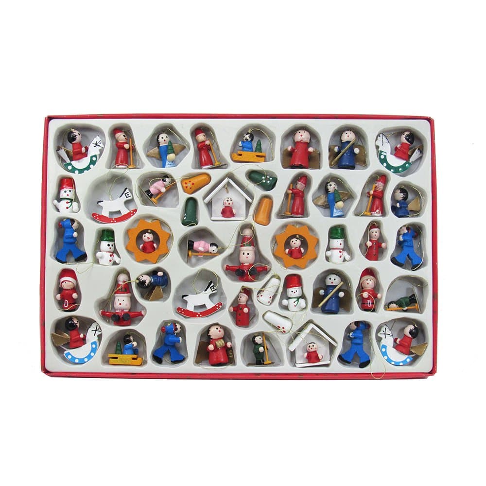 Kurt Adler Petite Treasures Wooden OrnamentMini, Set of 48