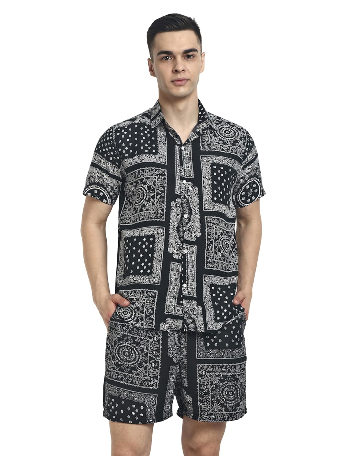 GRECIILOOKS Co Ord Set for Men | Trendy Night Dress for Boys | Shirt and Shorts Combo for Lounge | Stylish Summer and Travel Wear | Men's Matching Two-Piece for Vacation