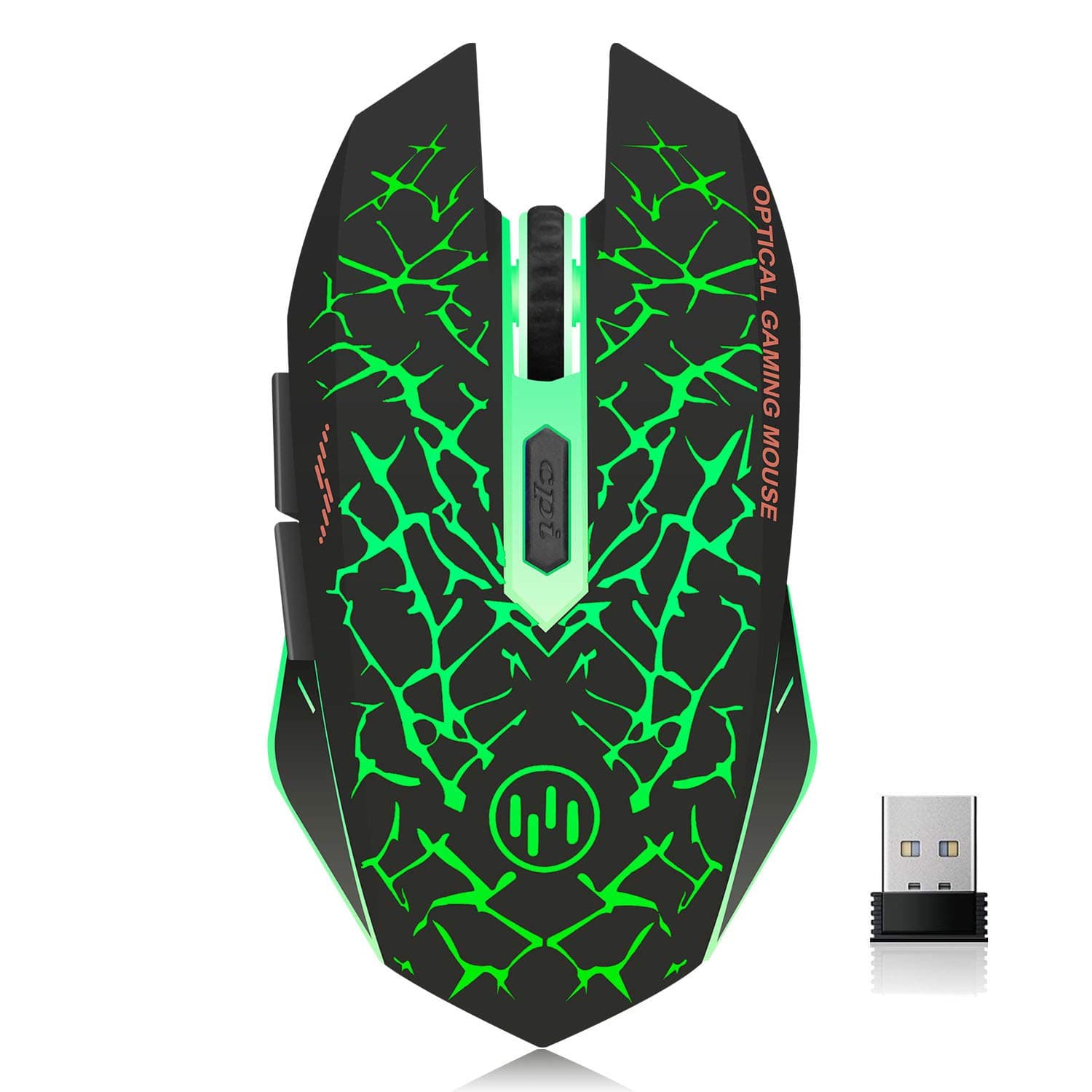 VEGCOOVEGCOO C12 Rechargeable Wireless Gaming Mouse Mice Silent Click Cordless Mouse 7 Smart Buttons PC Gaming Mouse Mice Advanced Technology with 2.4GHZ Up to 2400DPI (C12 Green)