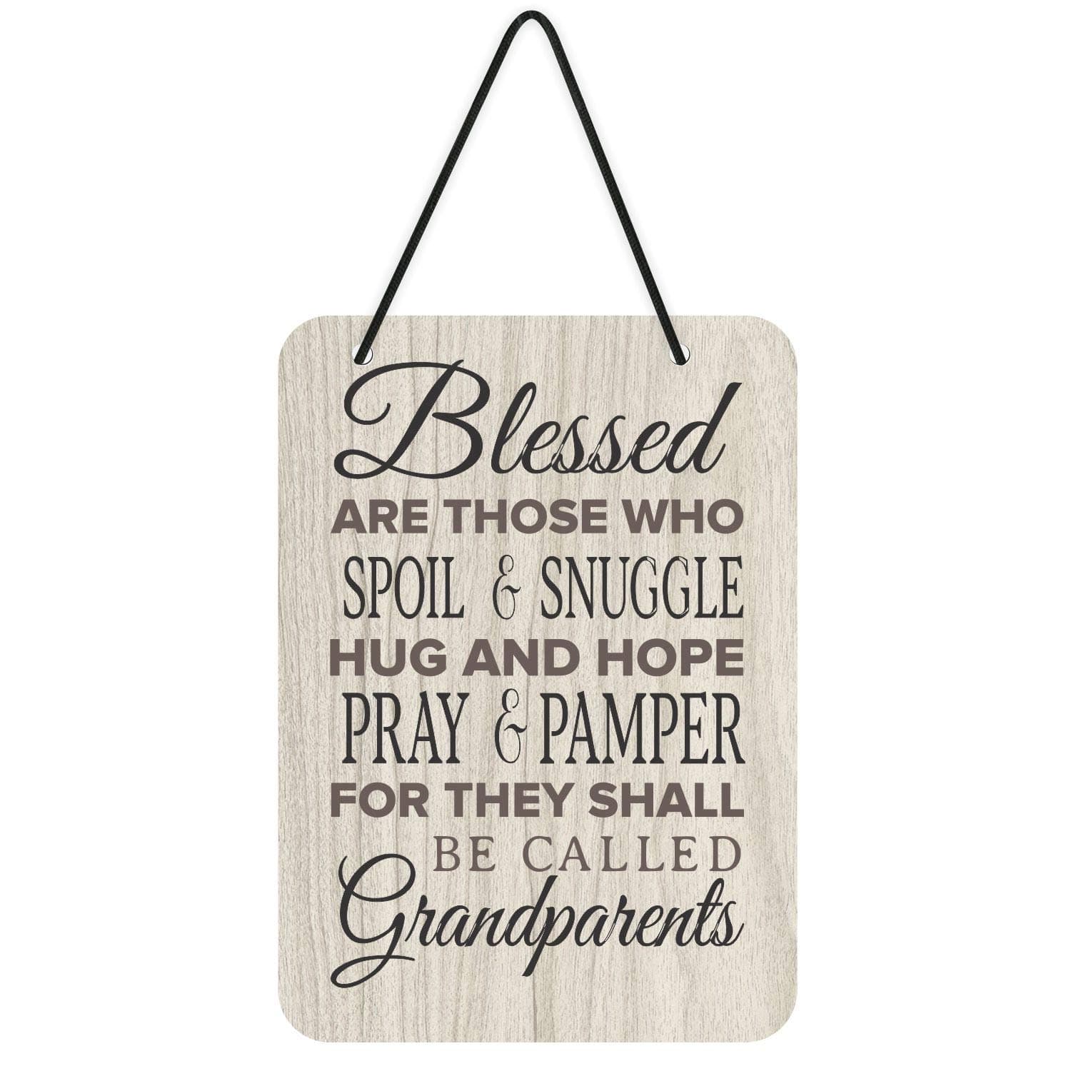 TheYaYaCafe 'Blessed are Those who Spoil and Snuggle' Grandparents Wall Door Hanging (White, 13 x 9 inches)