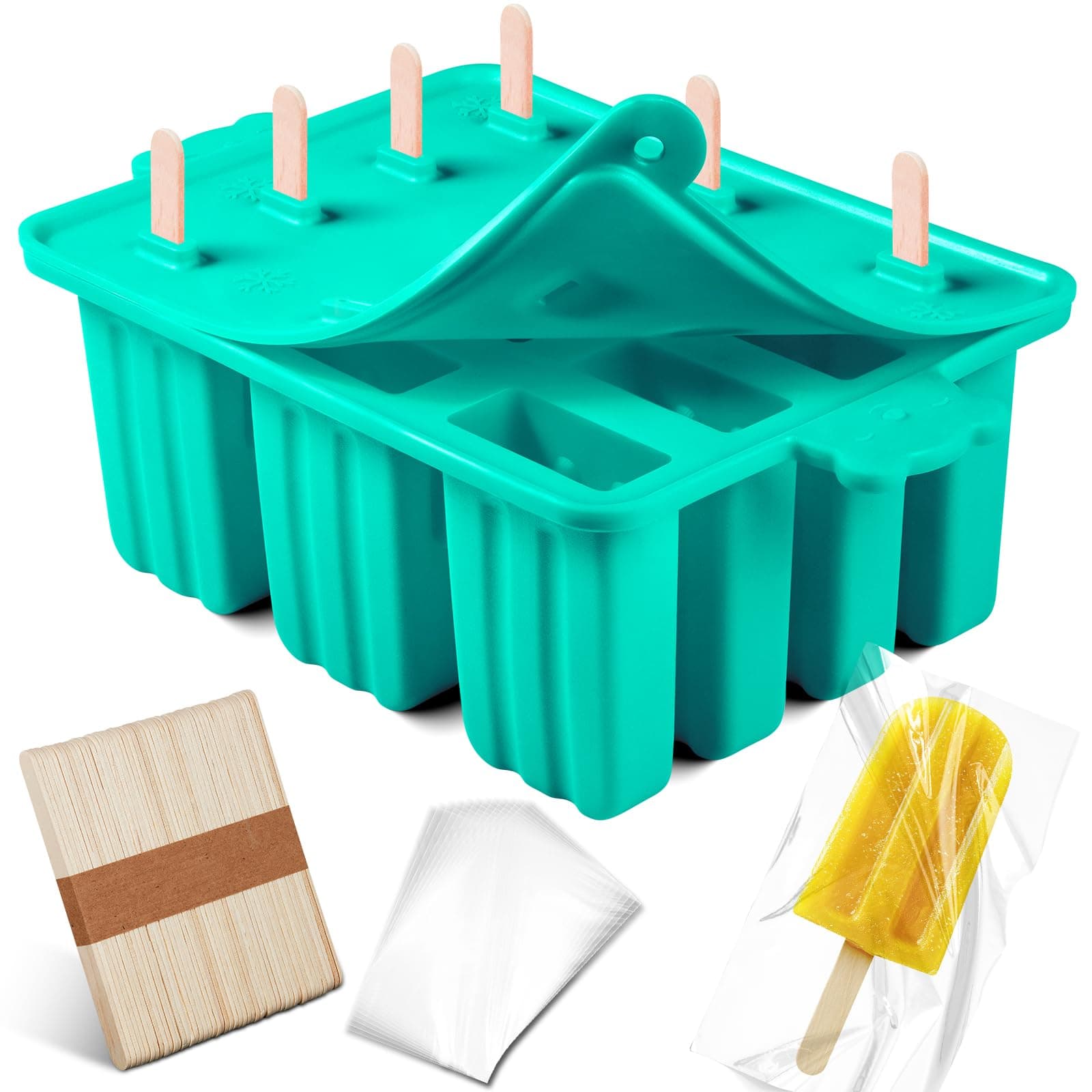 - Popsicles Molds, Silicone ice Pop Mold Food Grade Cakesicles Mold For ice Cream 50 Popsicle Sticks 50 Popsicle Bag (Blue, 12 Cavities)
