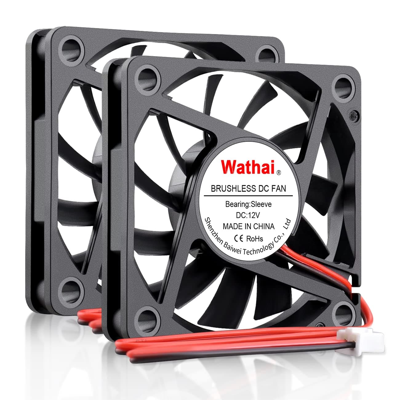Wathai 60mm x 10mm 12V 2Pin DC Brushless Exhaust Cooling Fan 12 Volt for Small Replacement Cooler 2 Pack