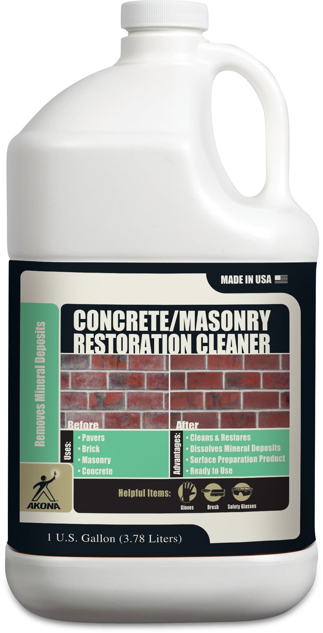 Concrete/Masonry Restoration Cleaner - Clean & Restore Concrete, Masonry, Brick, Pavers, & More, Removes Efflorescence, Indoor or Outdoor, Multipurpose (1 Gallon, 1)