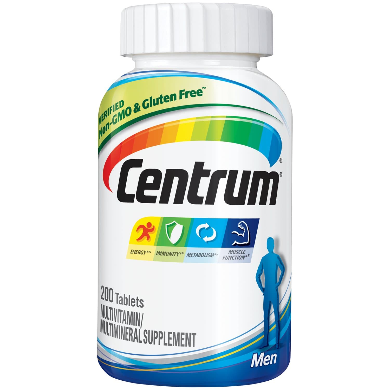 Centrum Multivitamin for Men, Multivitamin/Multimineral Supplement with Vitamin D3, B Vitamins and Antioxidants, Gluten Free, Non-GMO Ingredients, Tablet, 200 Count