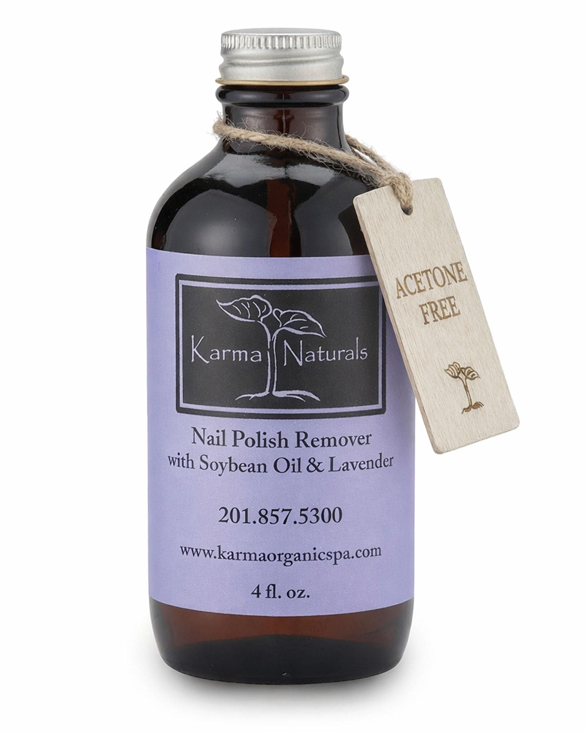 Karma Organic Nail Polish Remover with Soybean Oil and Lavender Oil- Non Toxic, Vegan, Cruelty Free, Acetone Free – Nails Strengthener for Fingernails – 4 fl. Oz