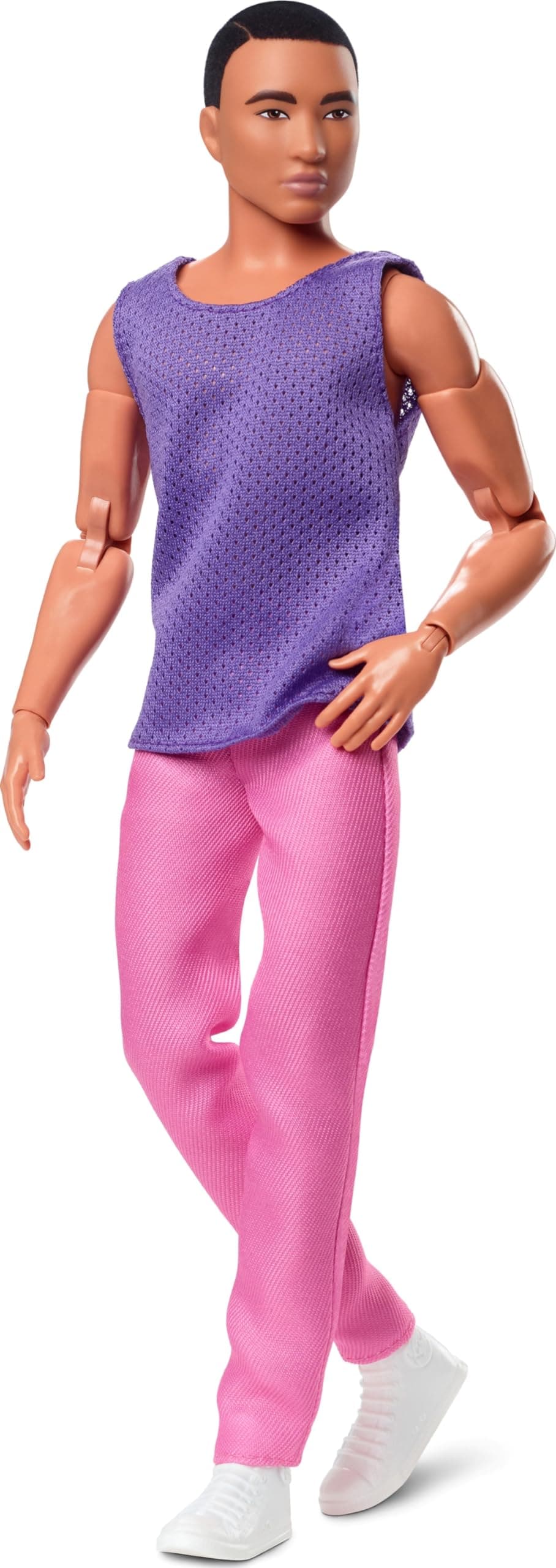 Barbie Ken Doll, Looks, Black Hair, Color Block Outfit, Purple Mesh Top with Pink Pants, Style and Pose, Fashion Collectibles