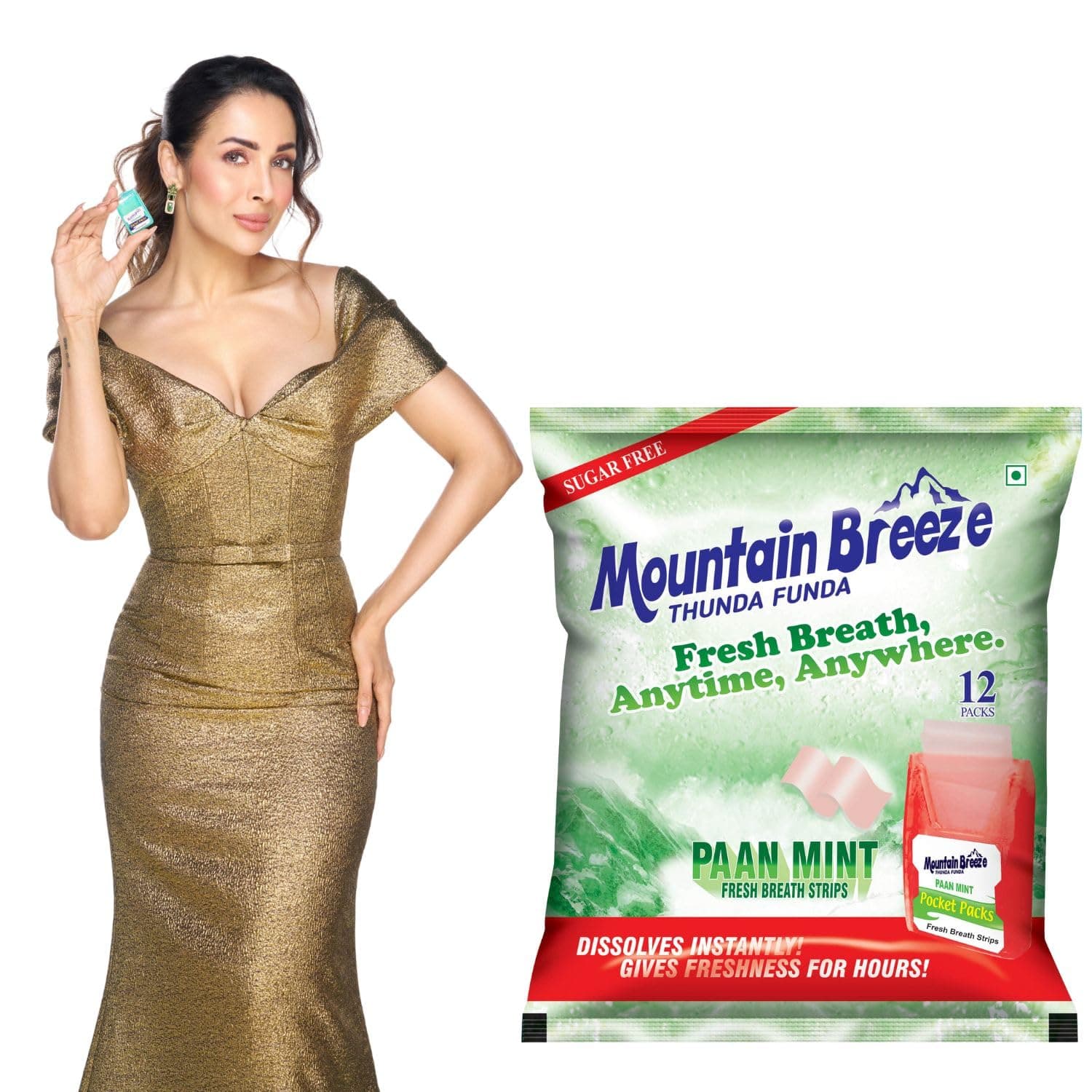 Mountain Breeze Mouth Freshner Sugar-Free Panmint Fresh Breath Strips (18 Strips each) Pack of 12
