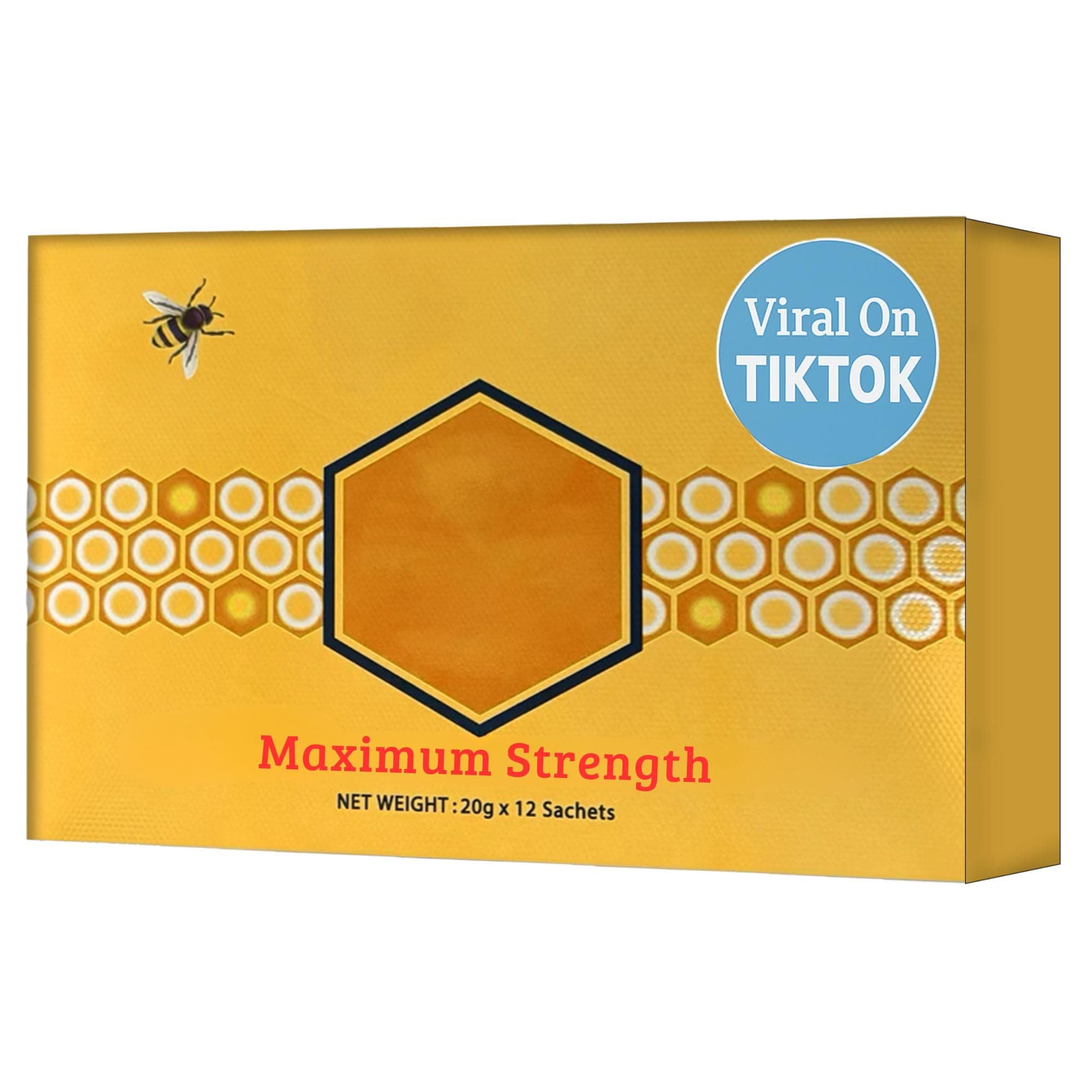 Natural Unflitered Honey Sachets Enriched with Natural Jelly Large Gold Box with 20g Sachets 12 count | Miel para hombre y mujers natural