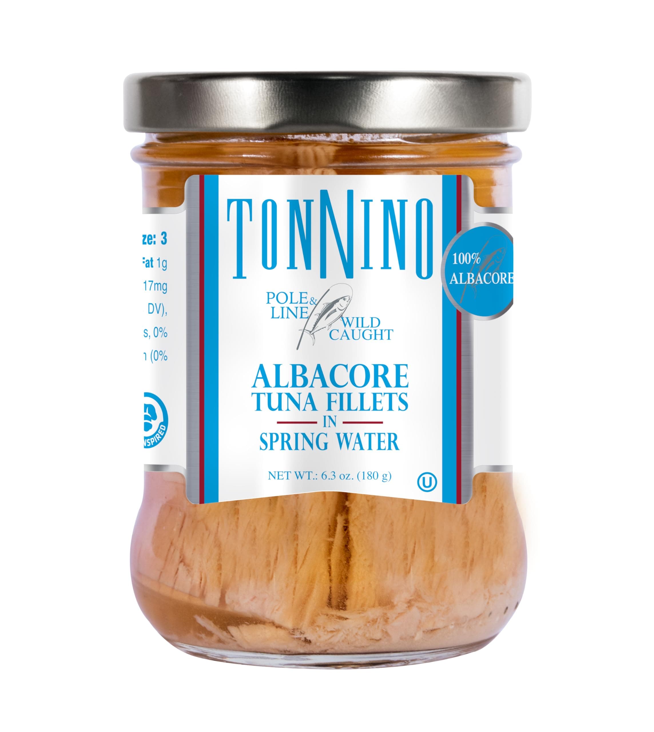 Tonnino Tuna Fish Albacore - Spring Water – Pack of 6 – Alternative to Salmon – Protein Snacks – Ready to Eat Meals