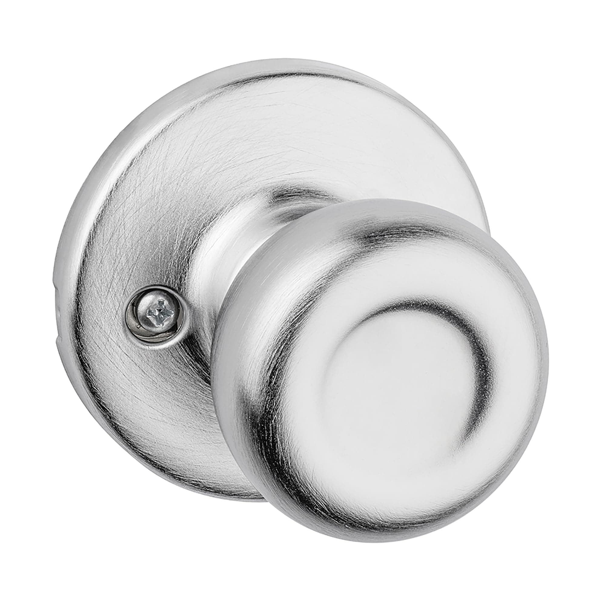 Kwikset Tylo Dummy Door Knob, Single Sided Handle for Closets, French Double Doors, and Pantry, Satin Chrome Non-Turning Interior Push/Pull Door Knob