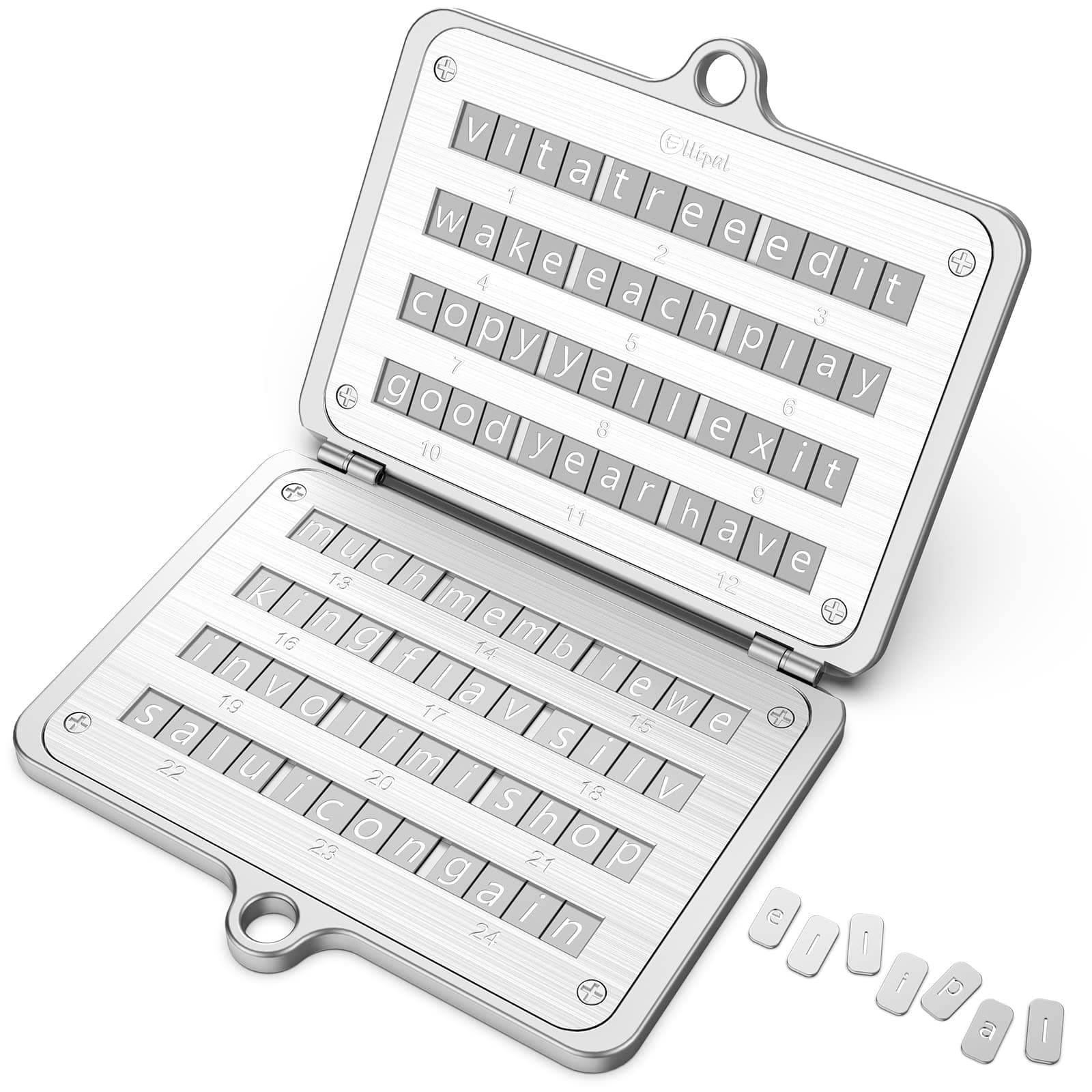 - ELLIPAL Crypto Seed Phrase Backup, 316 Stainless Steel Metal Seed Phrase Storage with Lock Hole, 24 Words Backup, Compatible with BIP39 Hardware Wallets, Ledger, Trezor