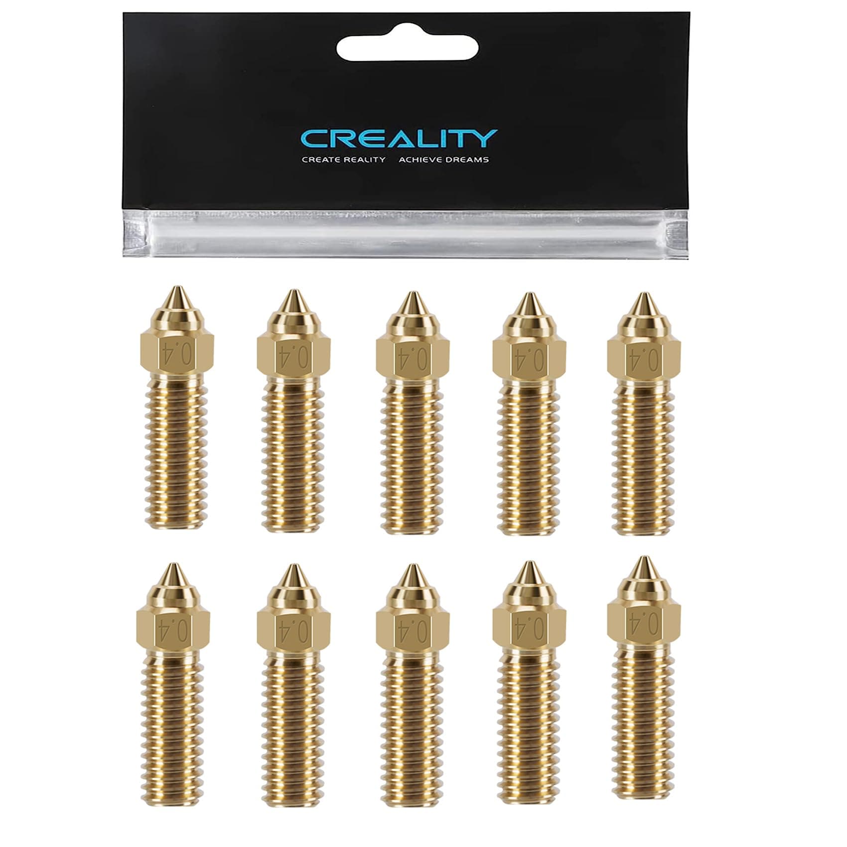 10PCS K1 Brass Nozzles Kit, 3D Printer 10PCS High Speed 0.4mm Nozzles Kit for K1, K1 Max, Ender 3 V3 KE, CR-10 SE, CR-M4