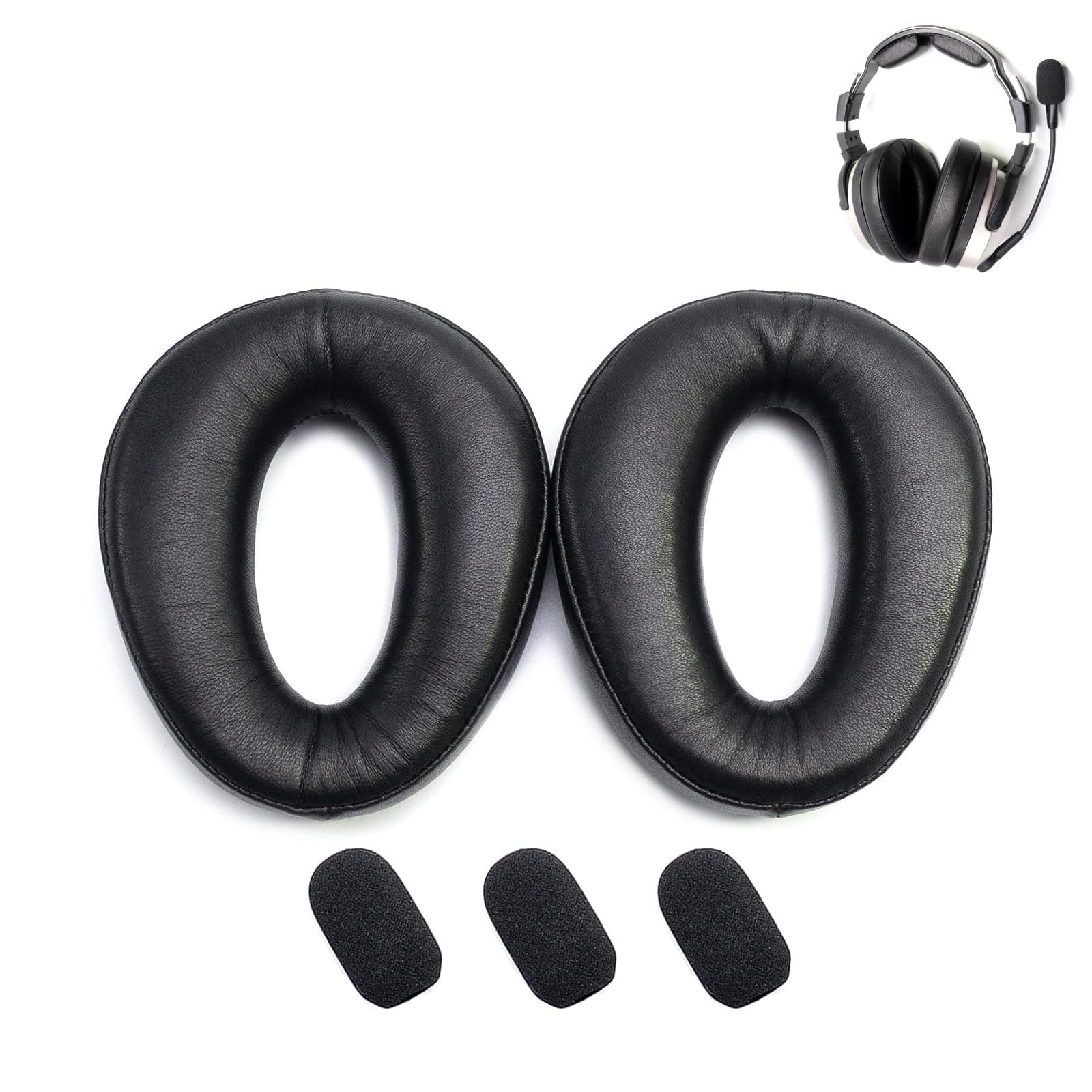 Voarmaks True Lambskin Ear Pads Seals + 3 Mic Muffs Compatible with Zulu Series PFX Aviation Headset, Thicker Memory Foam