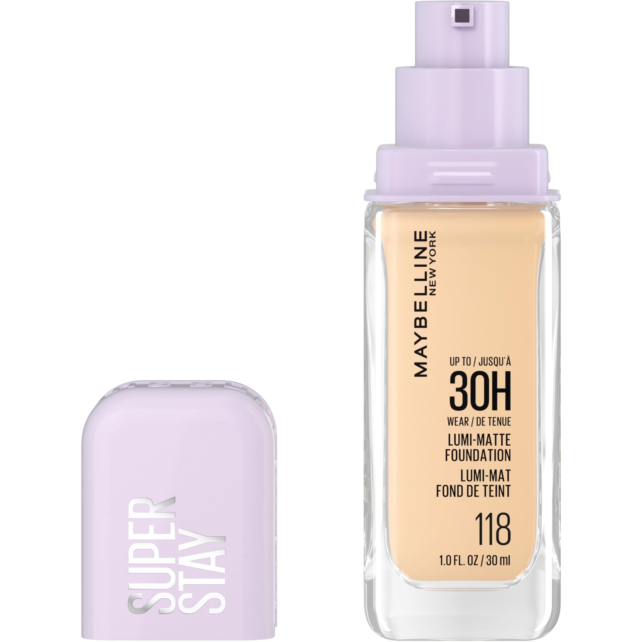 Maybelline Super Stay Lumi-Matte Foundation, Lightweight and Buildable Full Coverage Foundation Makeup For Up To 30HR Wear, 125, 1 Count