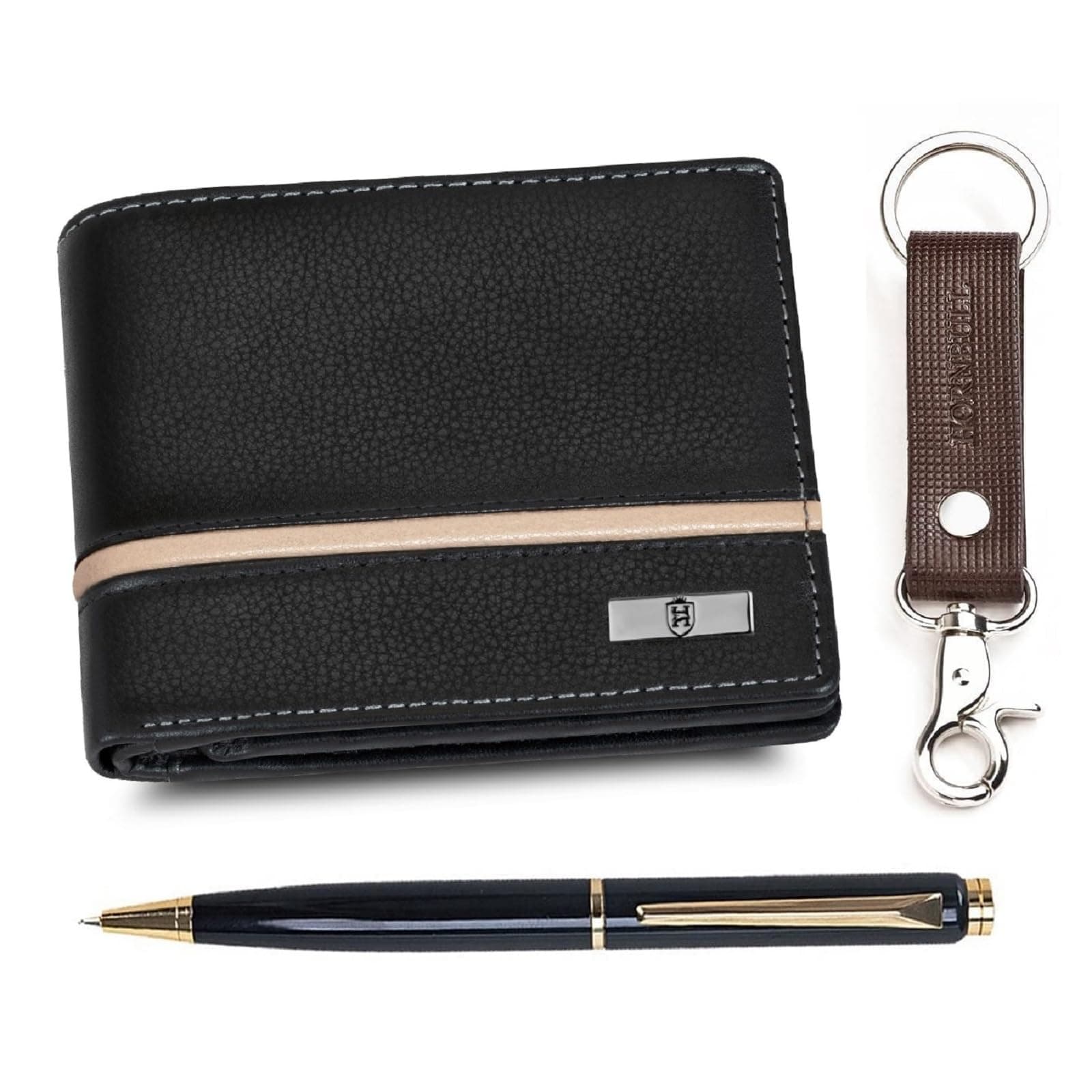 PN152 Men’s Virgin Gold Wallet with Brushed Carbon Clip, Anti-Theft RFID