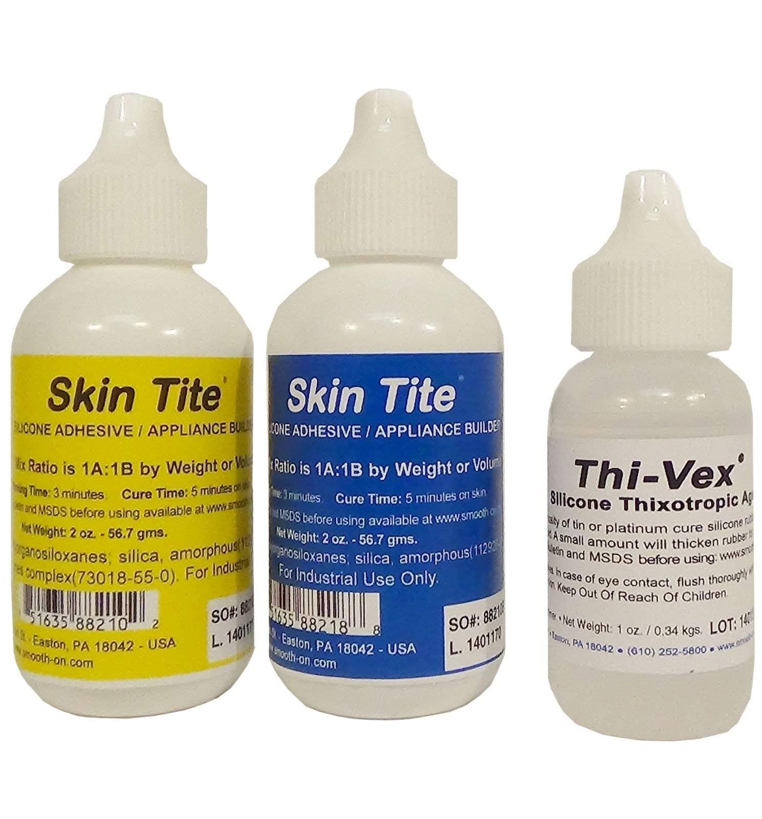 Skin Tite 4 Oz and Thivex 1 Oz Kit - Platinum Silicone Adhesive and Prosthetic Appliance Builder - Special Effects
