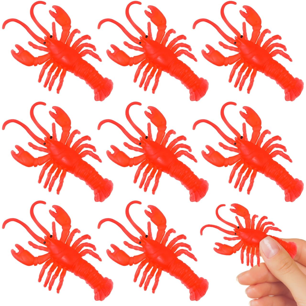 Totority Mini Red Lobster Toy 12-Pack Realistic Rubber Lobster Models for Party Decorations Educational Supplies and Festive Decor