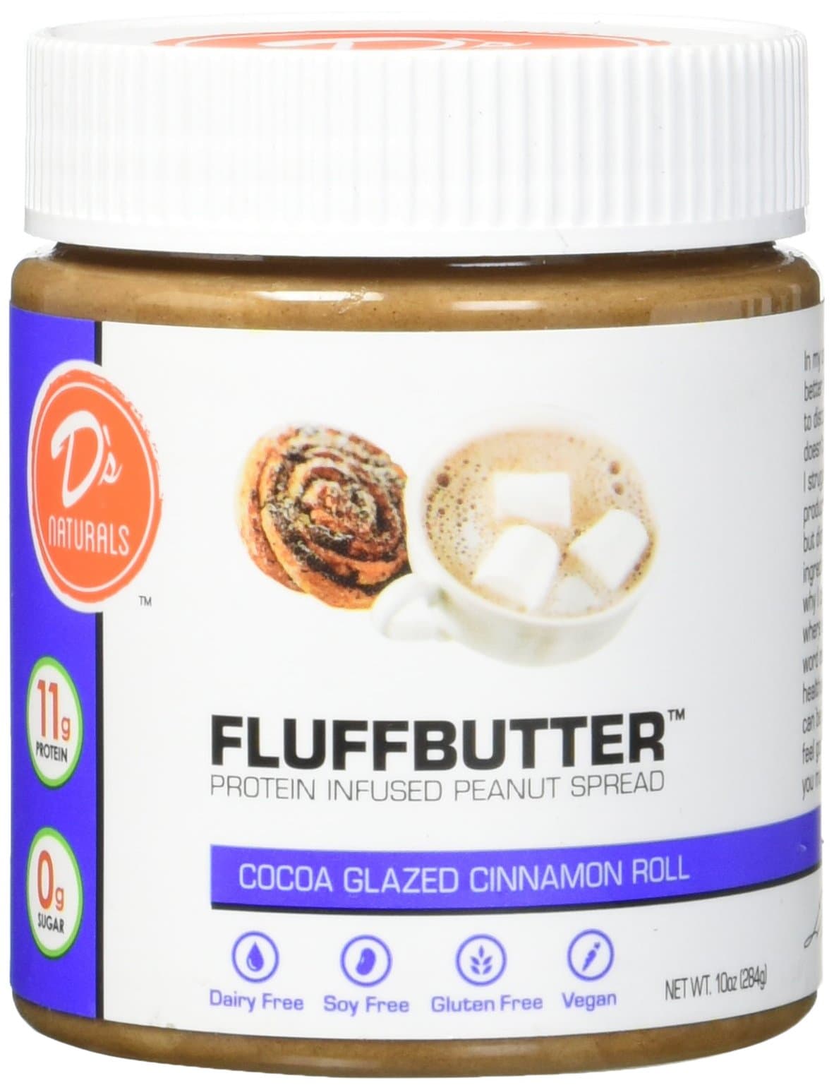 No Cow Cocoa Glazed Cinnamon Peanut Fluffbutter, 10 Ounce