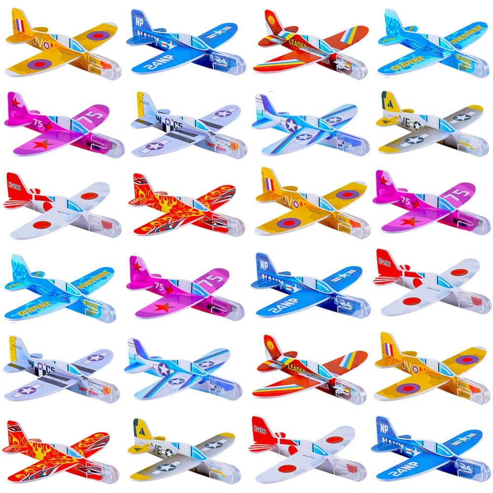 50 Pcs Foam Gliders Planes Toys for Kids, Paper Airplane, Party Favors Goodie Bag Stuffers, Outdoor Flying Toys, Bulk for Classroom Prizes Boys and Girls