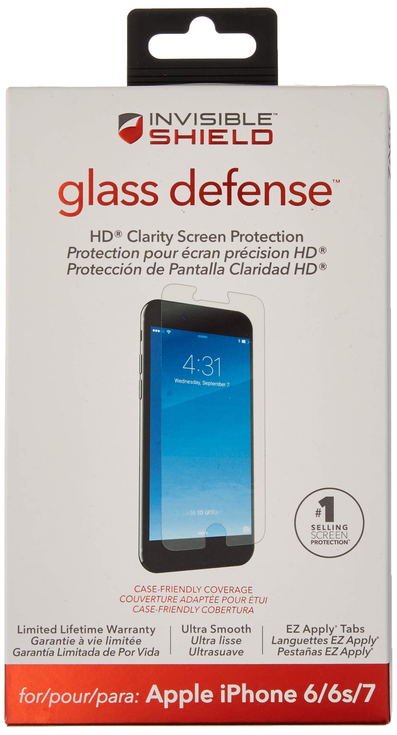 ZAGG InvisibleShield Glass Defense – Screen Protector for Apple iPhone 7, iPhone 6s, iPhone 6
