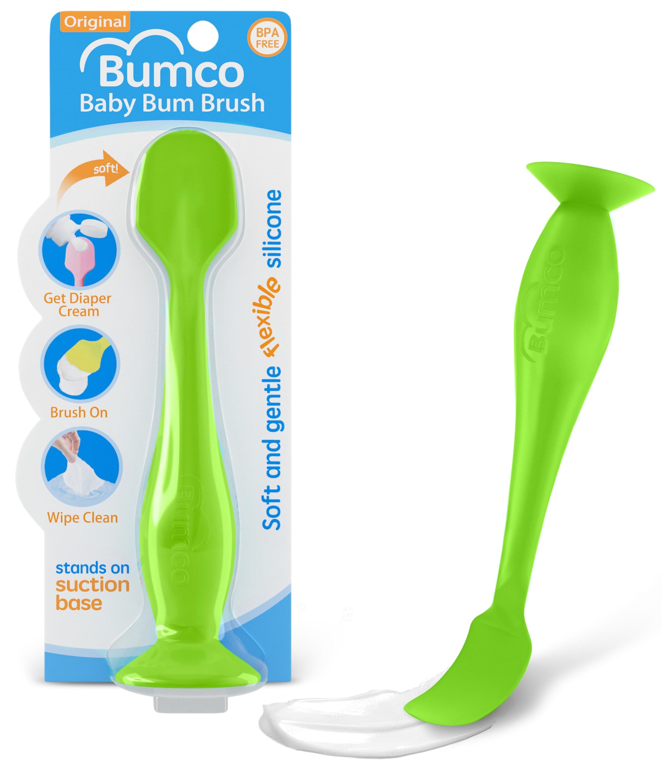 Diaper Cream Spatula - for Butt Paste Diaper Cream - Baby Butt Cream Diaper Cream Applicator - Butt Spatula Baby Necessities - Bumco Diaper Cream Brush, Green