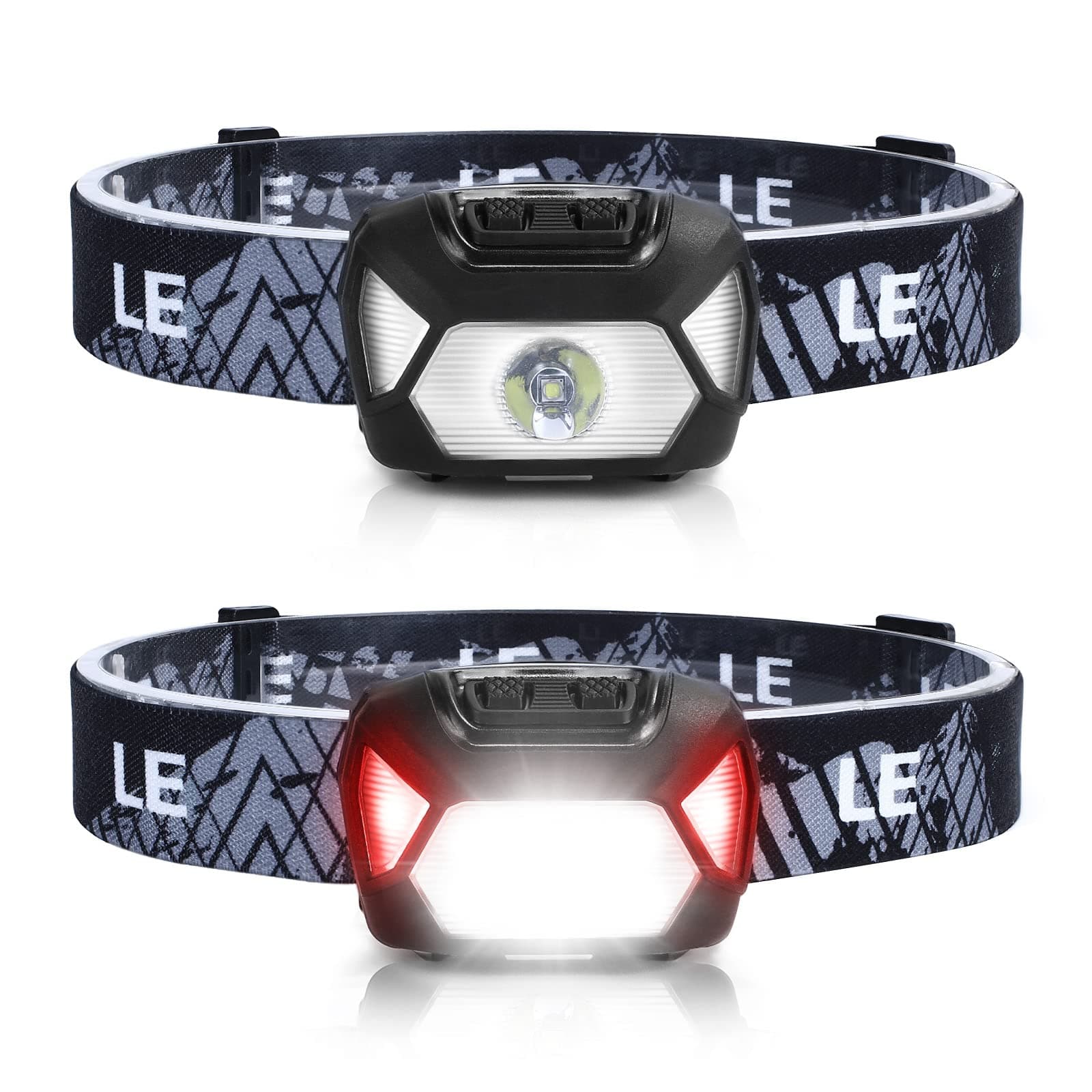 Lepro HeadLamp, 2 Pack Super Bright LED Head lamp with 6 Lighting Modes, Waterproof, Battery Powered LED Lightweight Headlight for Cycling Running Camping for Kids Adults