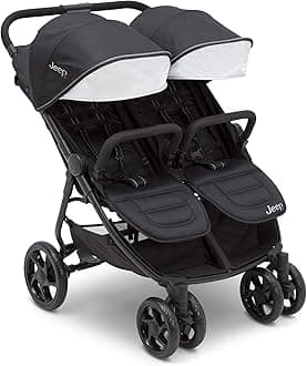 Delta Children Jeep Destination Ultralight Side x Side Double Stroller, Midnight