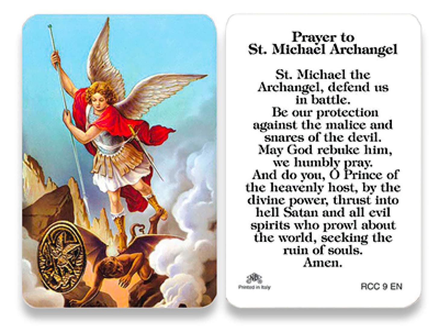 San Francis Imports Prayer to Saint Michael Archangel Laminated Holy Card