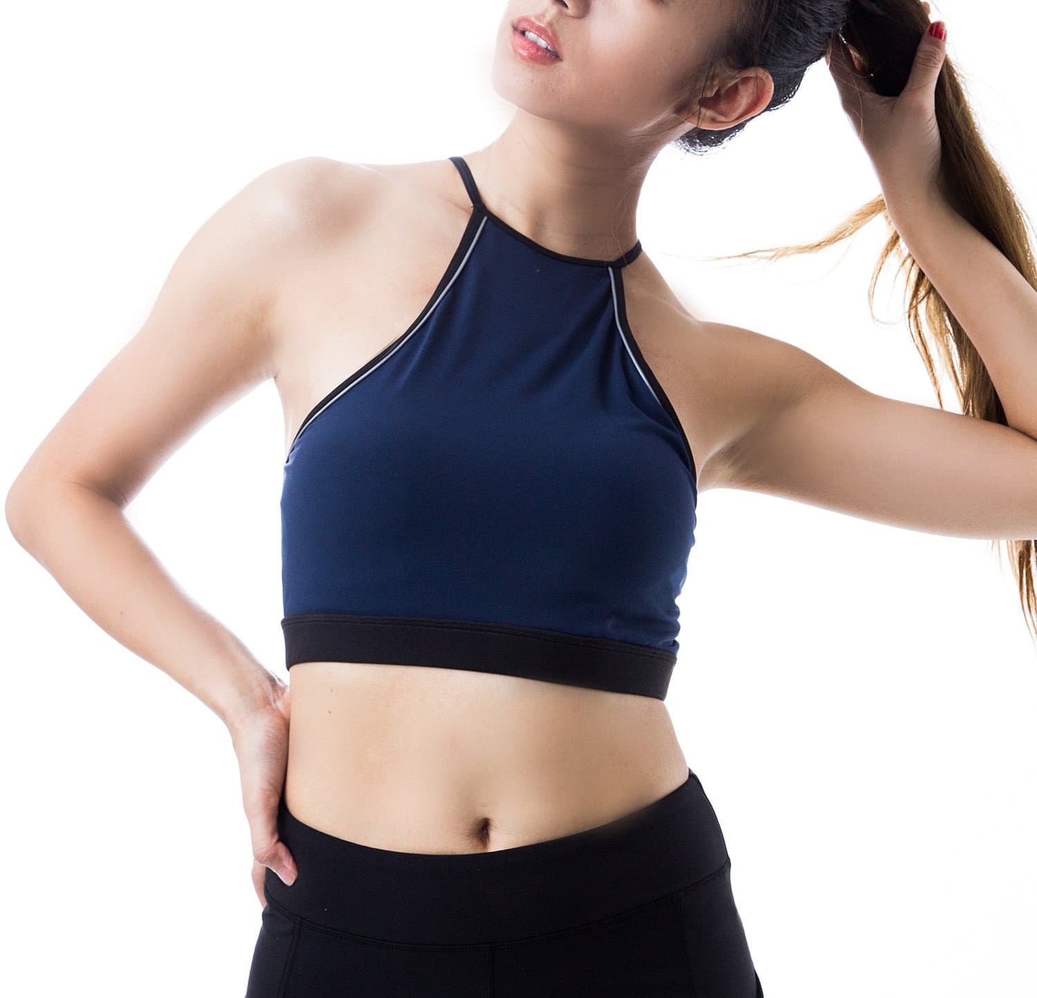 Figur Activ Women's Sport Halter Bra with Multi Criss Cross Strap Back