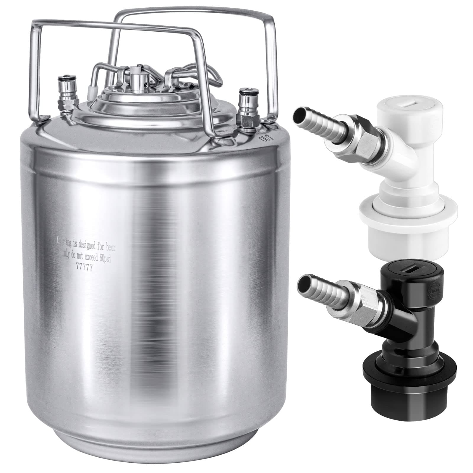 2.6 Gallon Mini Ball Lock Keg, Stainless Steel Double Ball Lock Post Corny Keg with Quick Disconnect Set for Home-brewing(10L)