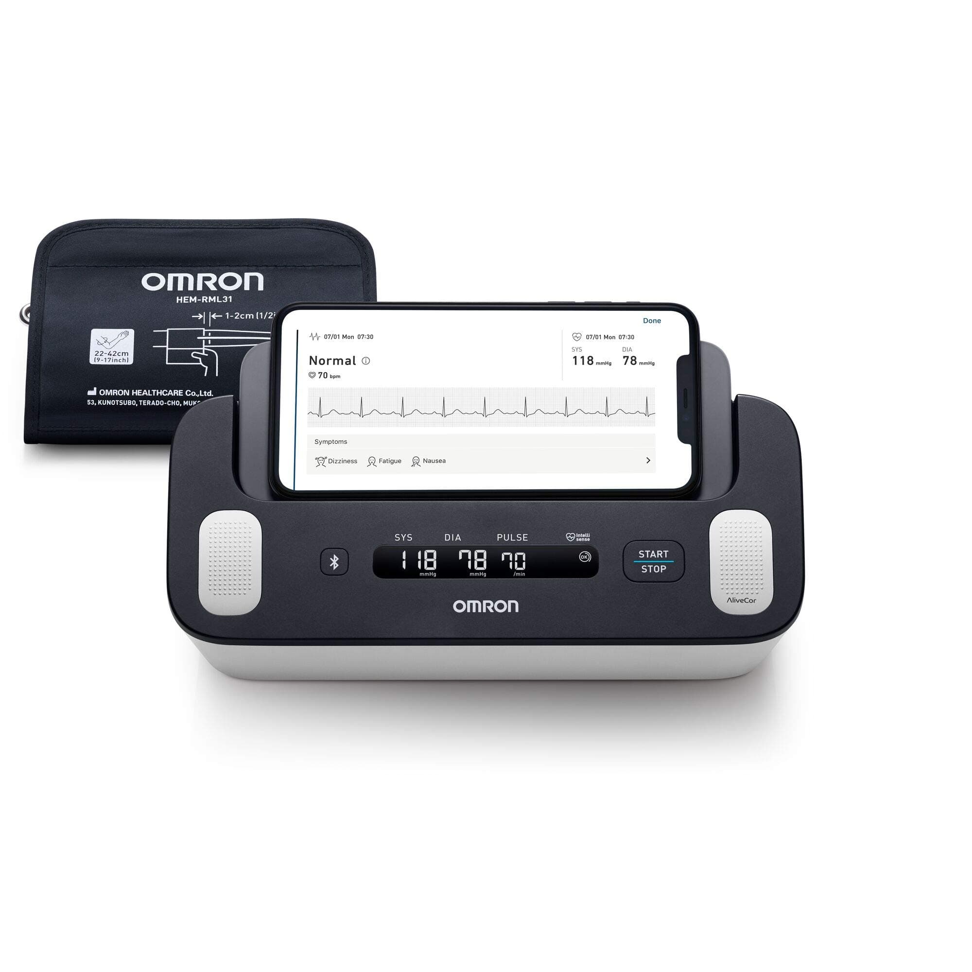 OMRON Complete Smart Home Blood Pressure Monitor and ECG for Hypertension Monitoring and AFib screening at Home - Now with 1 Year Connect Premium Subscription for Free