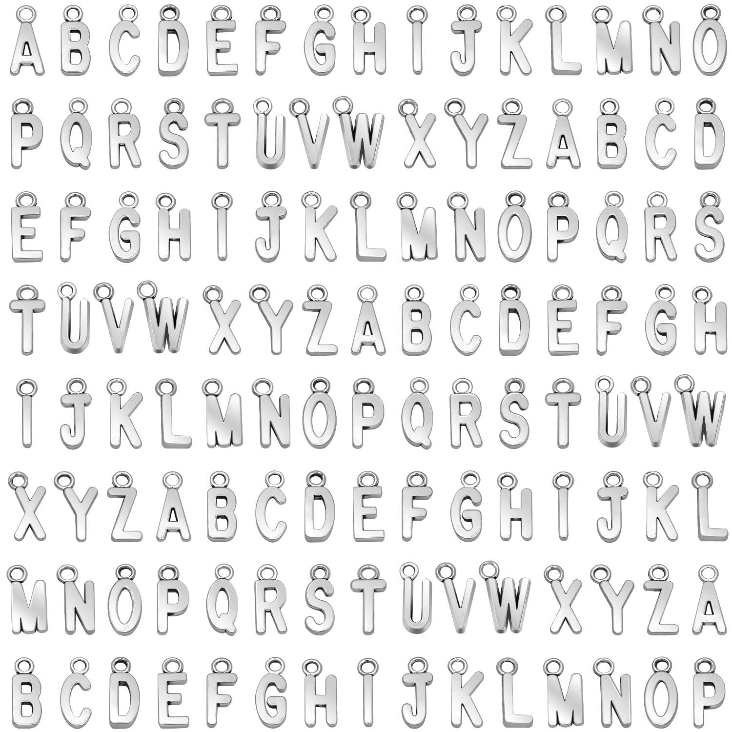 SANNIX156Pcs/6 Sets ABC Letter Charms Mini A-Z Bracelet Necklace Pendants with 200Pcs Open Jump Rings for DIY Jewelry Making