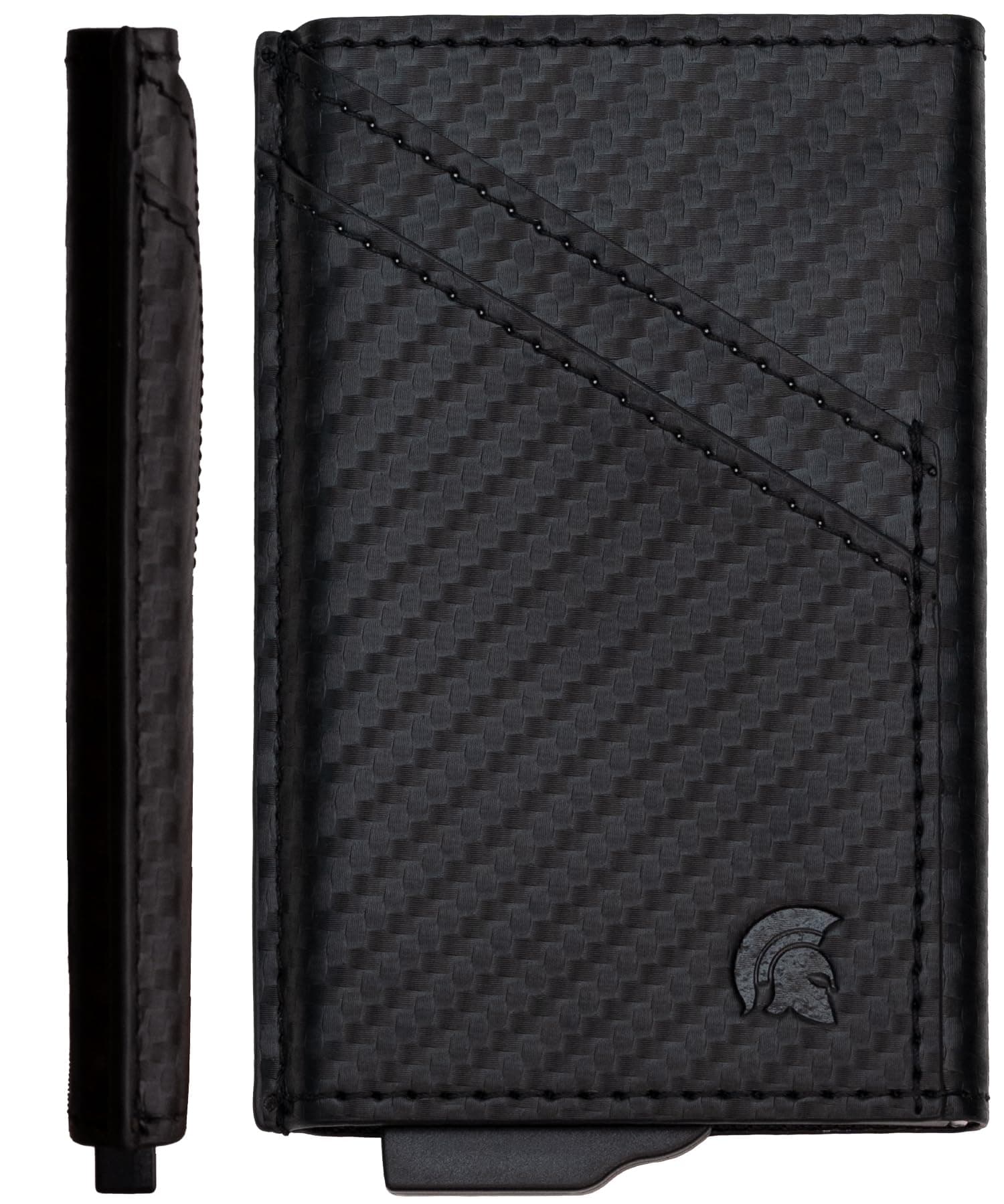 Carbon Fibre RFID Slim Wallet for Men - Minimalist Pop Up Metal Credit Card Holder