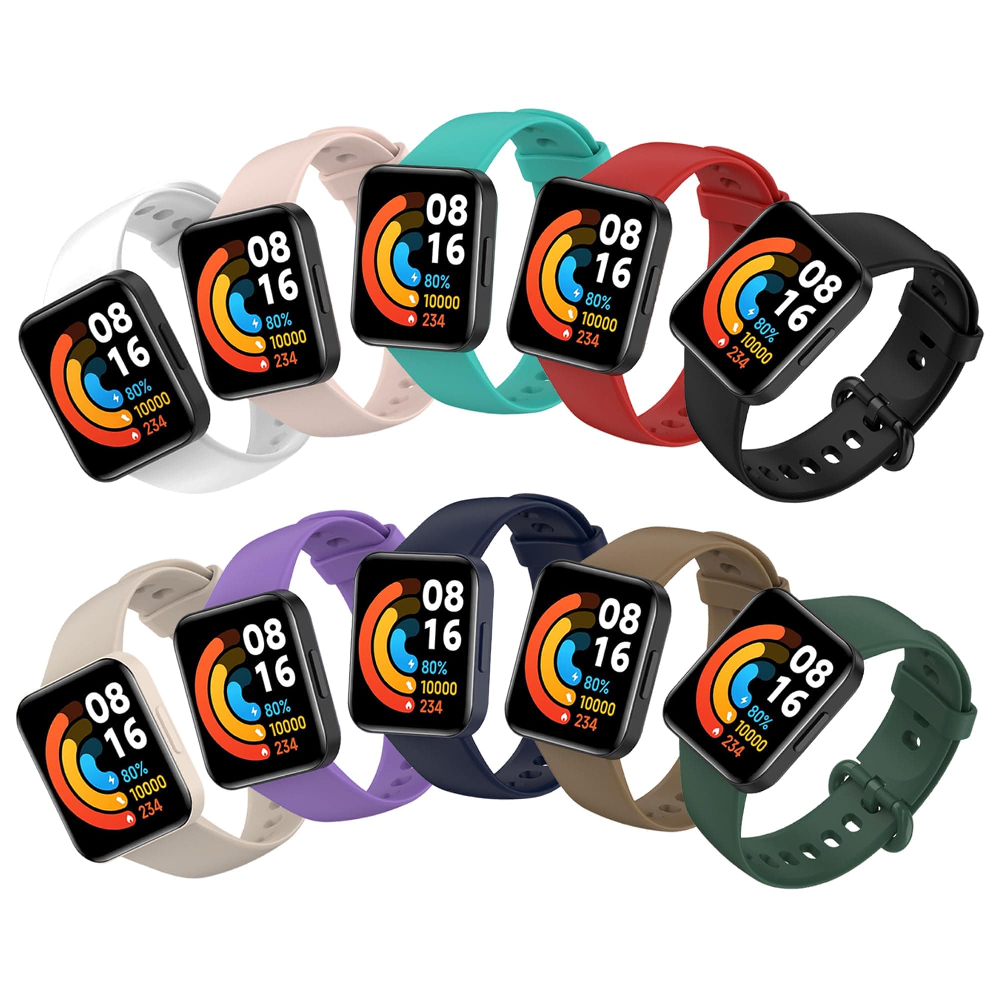 Bands Compatible for Xiaomi Redmi Watch 2 Lite Strap Replacement Multicolor [10 Pack] Soft Silicone Watch Bands Perfect for Mi Watch Lite 2 Straps for Man Woman