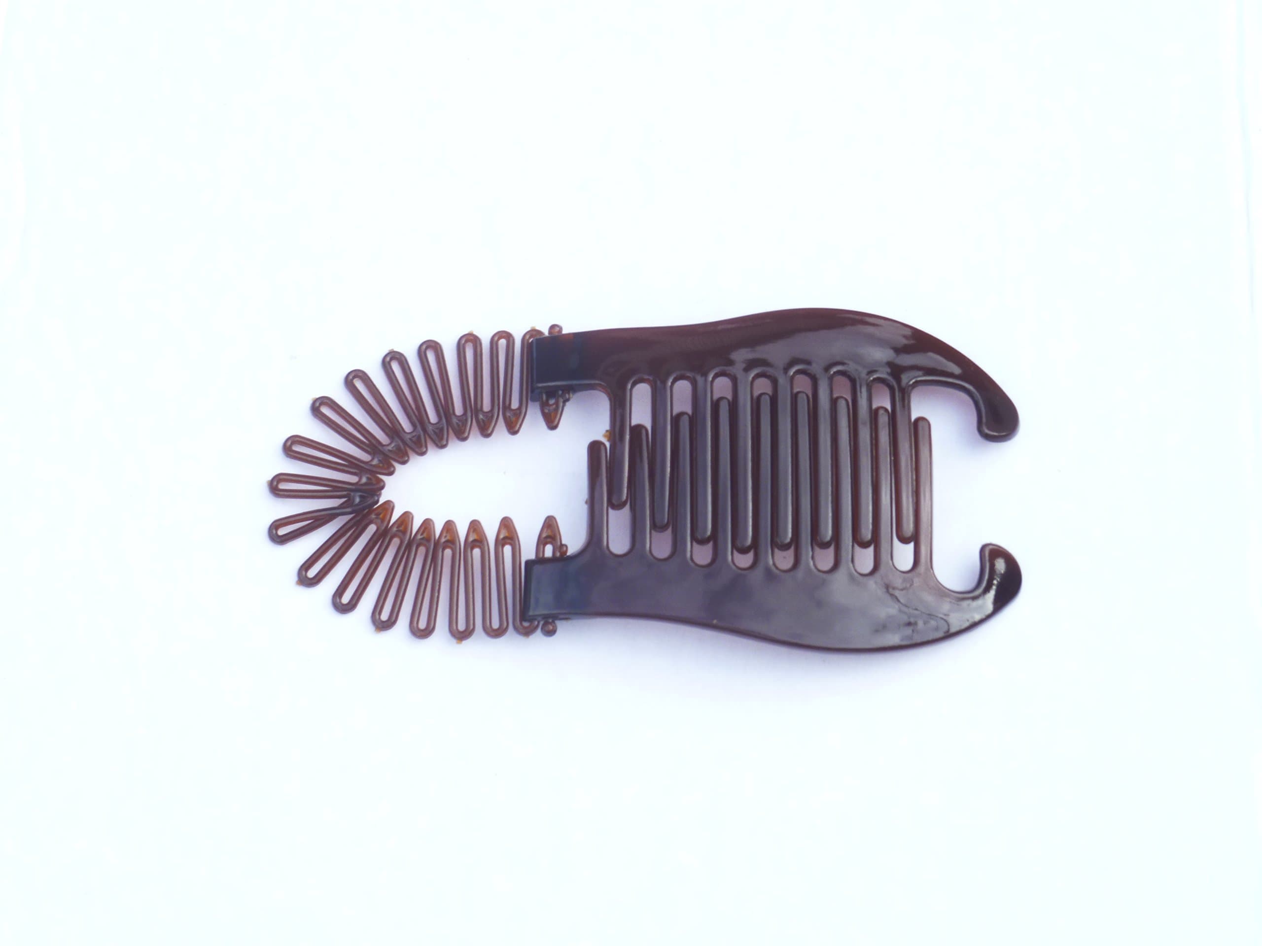 Interlocking Banana Combs Hair Clip French Side Comb Holder 80's 90's Soft and Bendable Plastic Updo Hair Clip (Dark Brown)