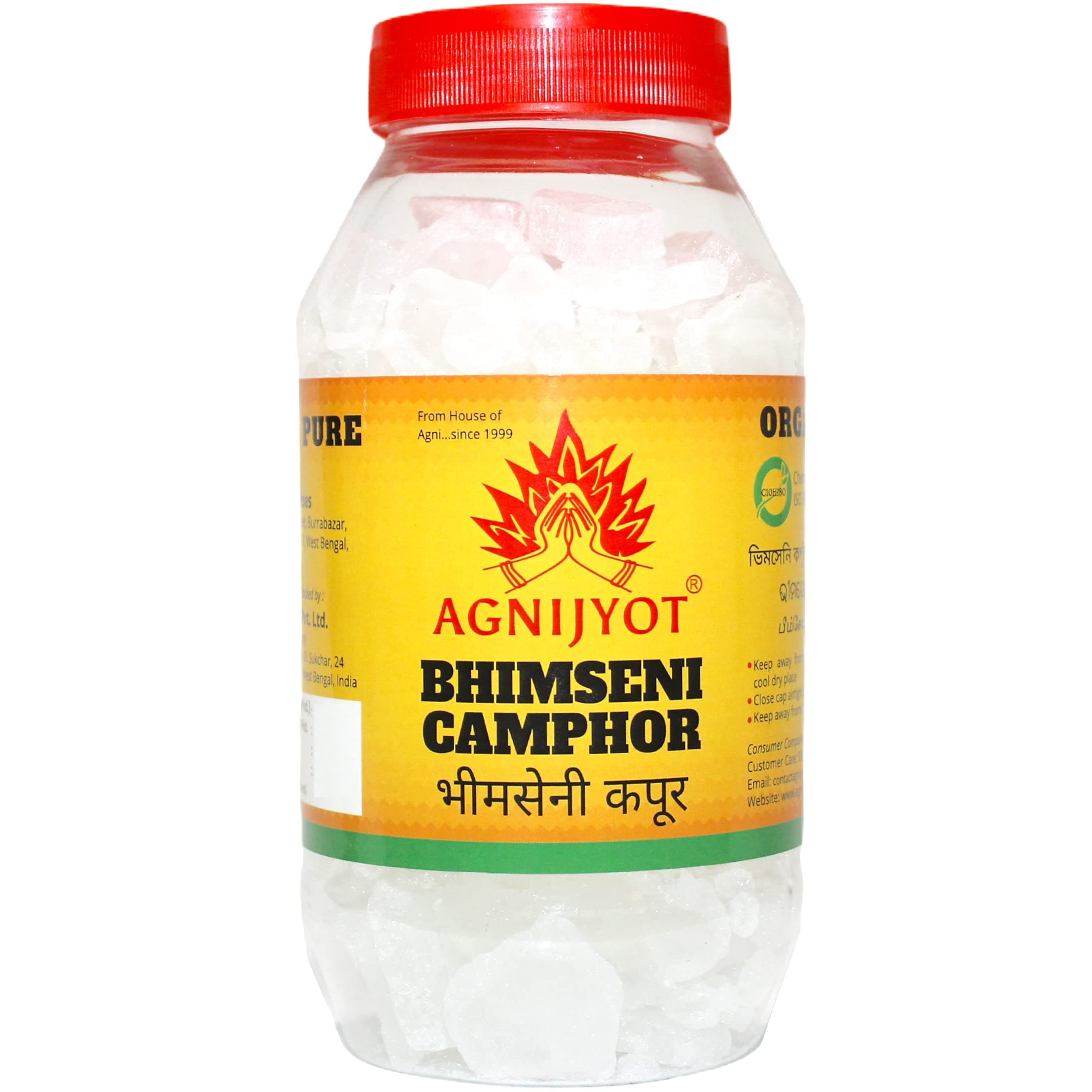 Bhimseni Camphor Kapoor, Organic Camphor, Diffuser Camphor - 250 gm Jar